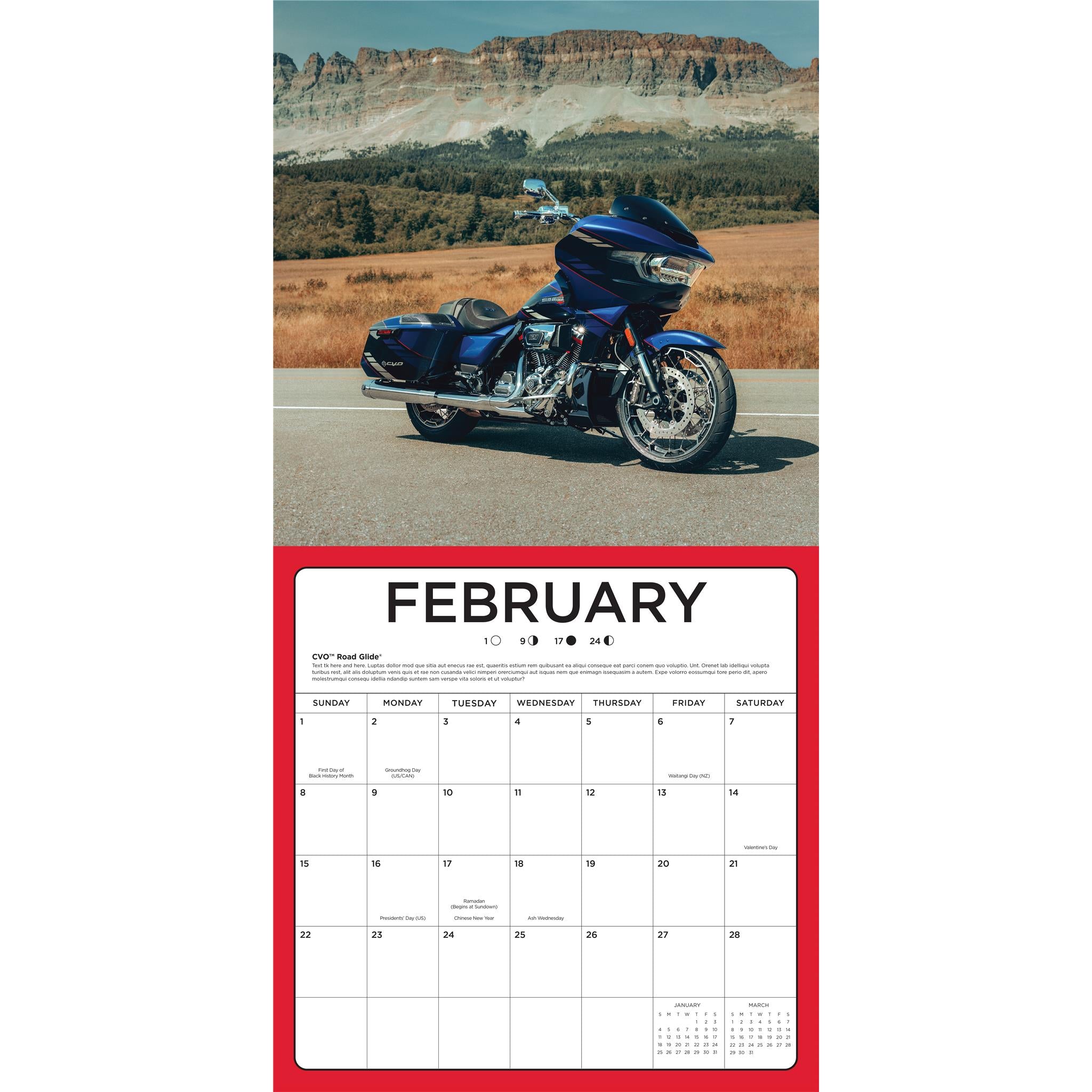 Harley Davidson Wall 2026 Calendar