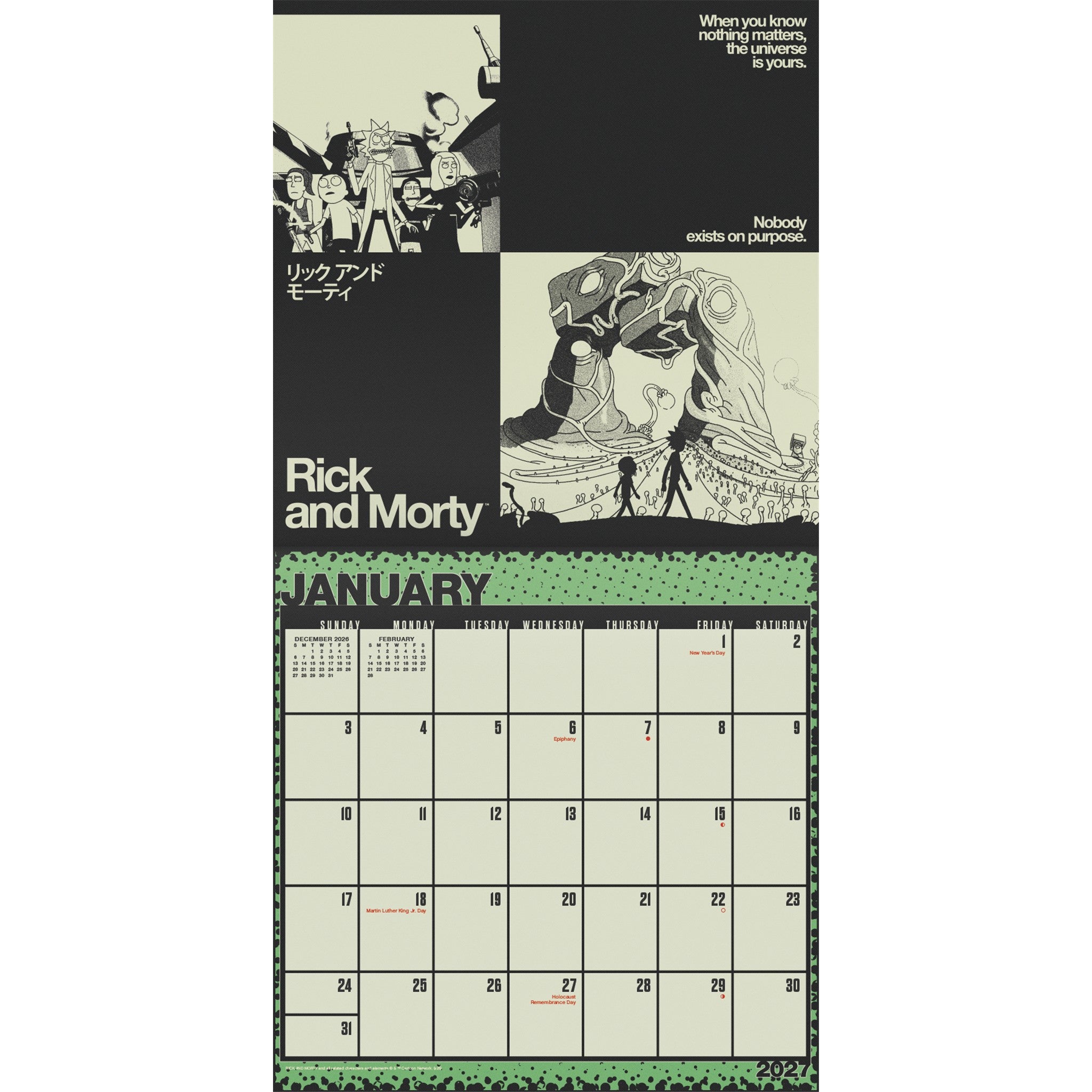 Calendrier mural Rick et Morty 2027