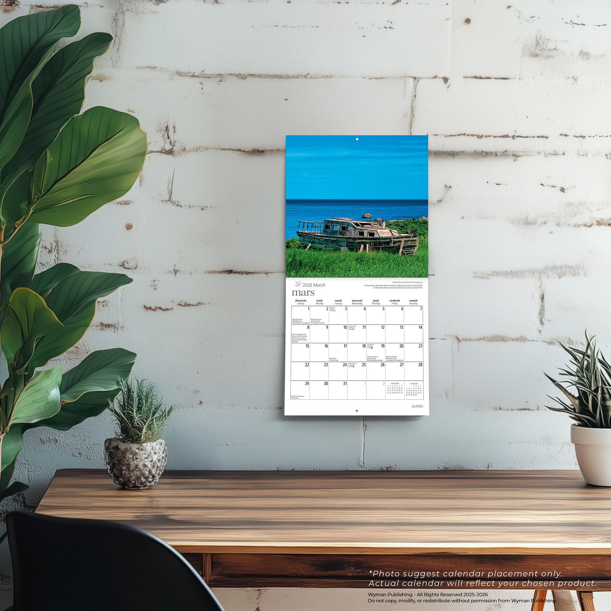 Quebec Bilingual 2026 Mini Calendar