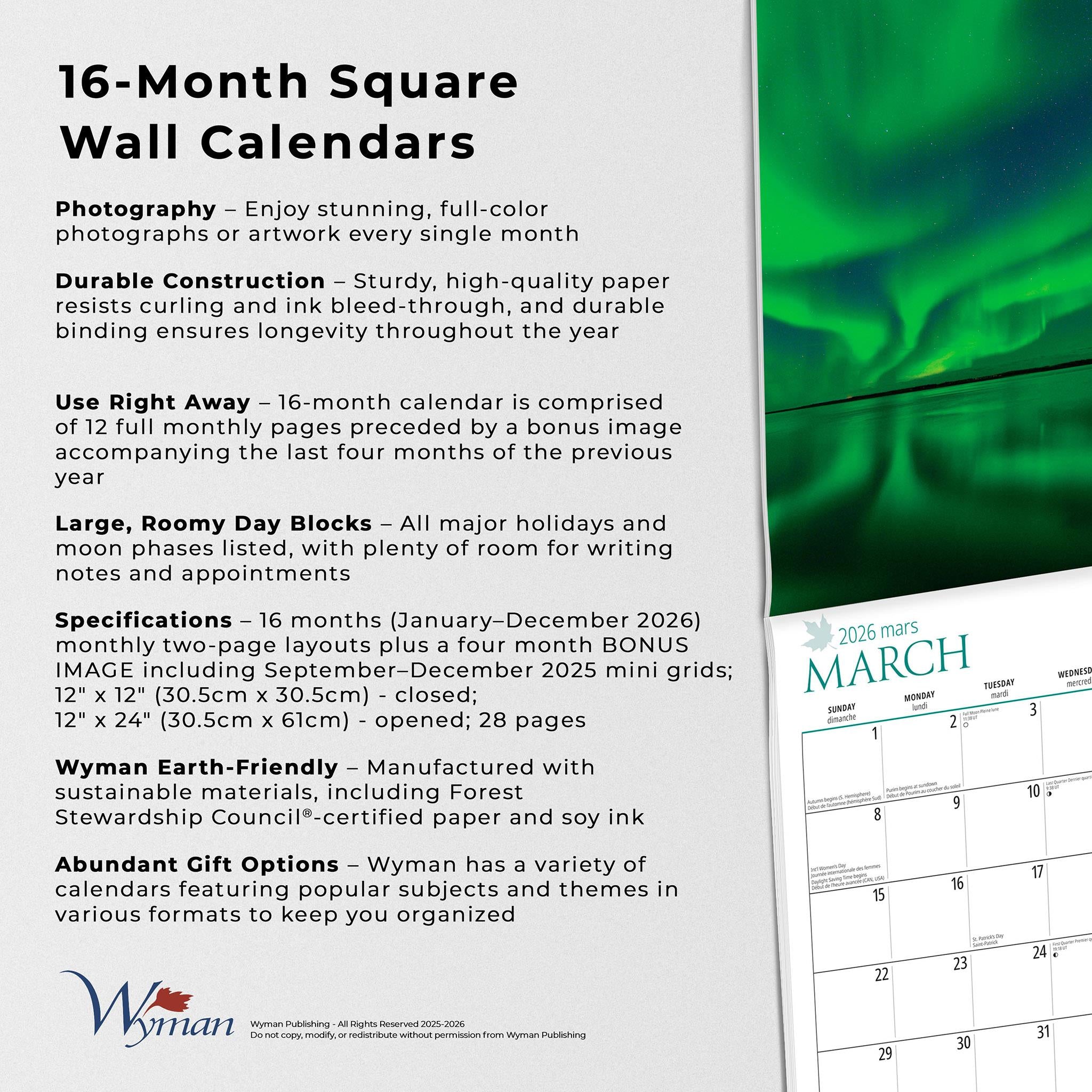 Colours Of Canada 2026 Wall Calendar