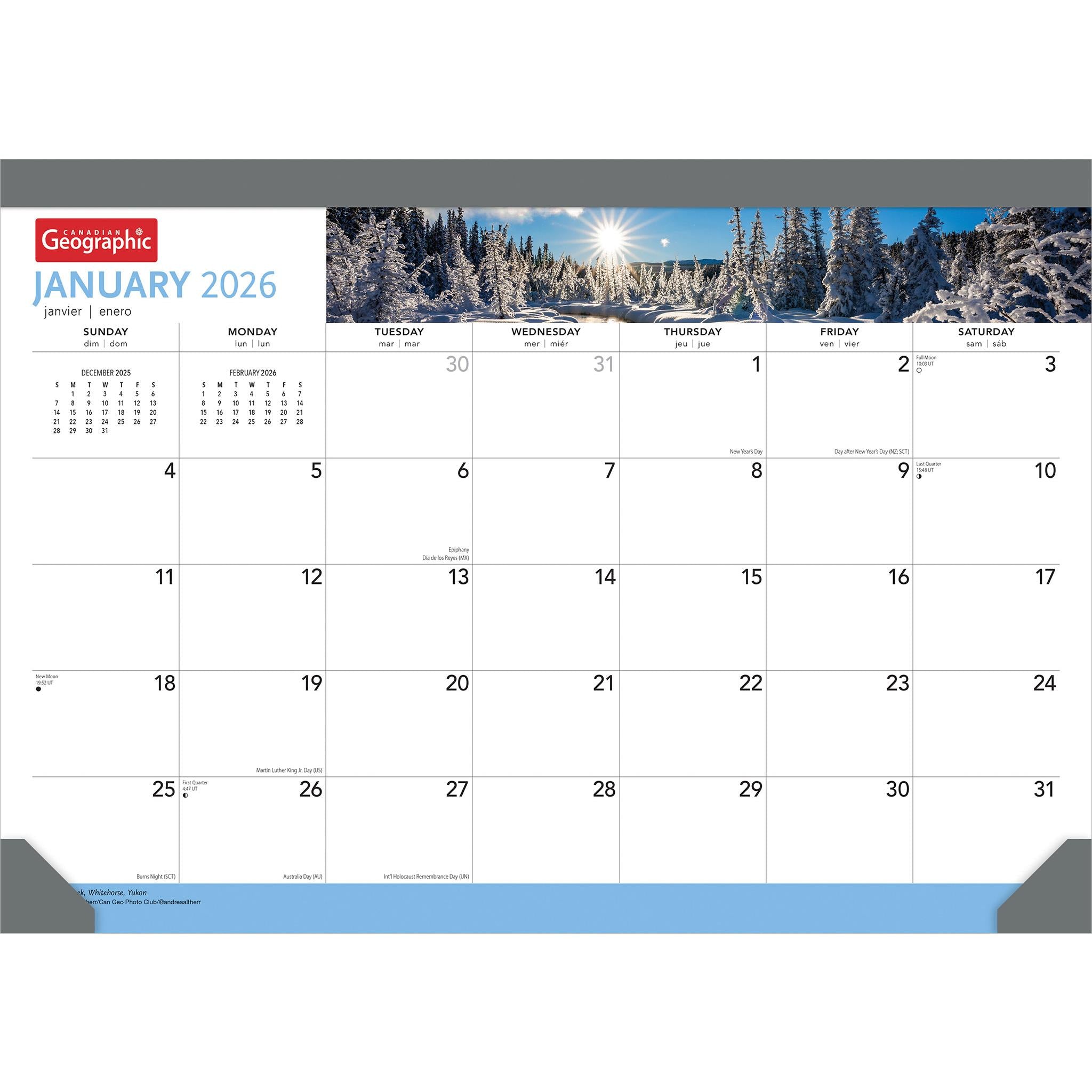 Calendrier de bureau Canadian Geographic 2026