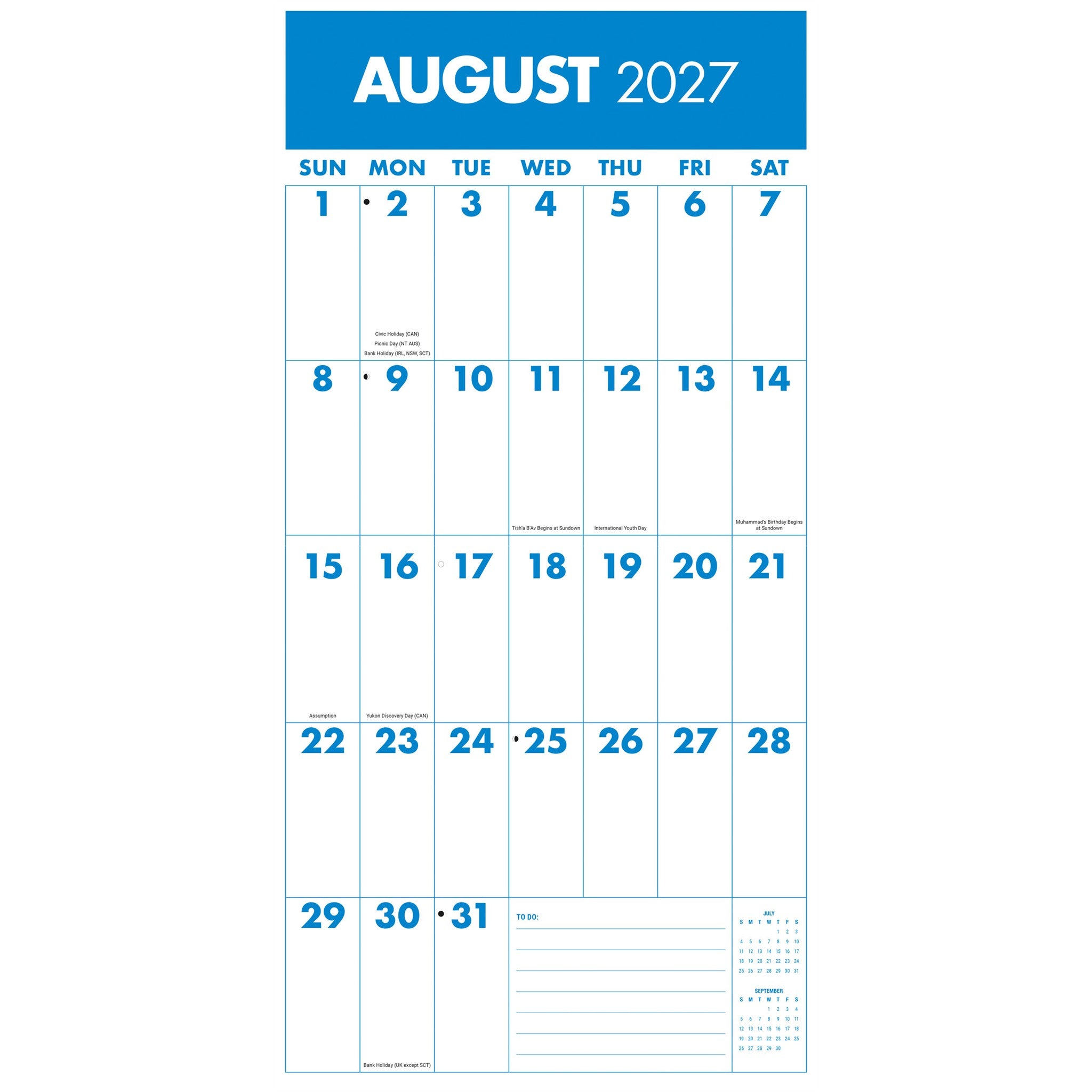 Calendrier Mural Mega Grid 2027