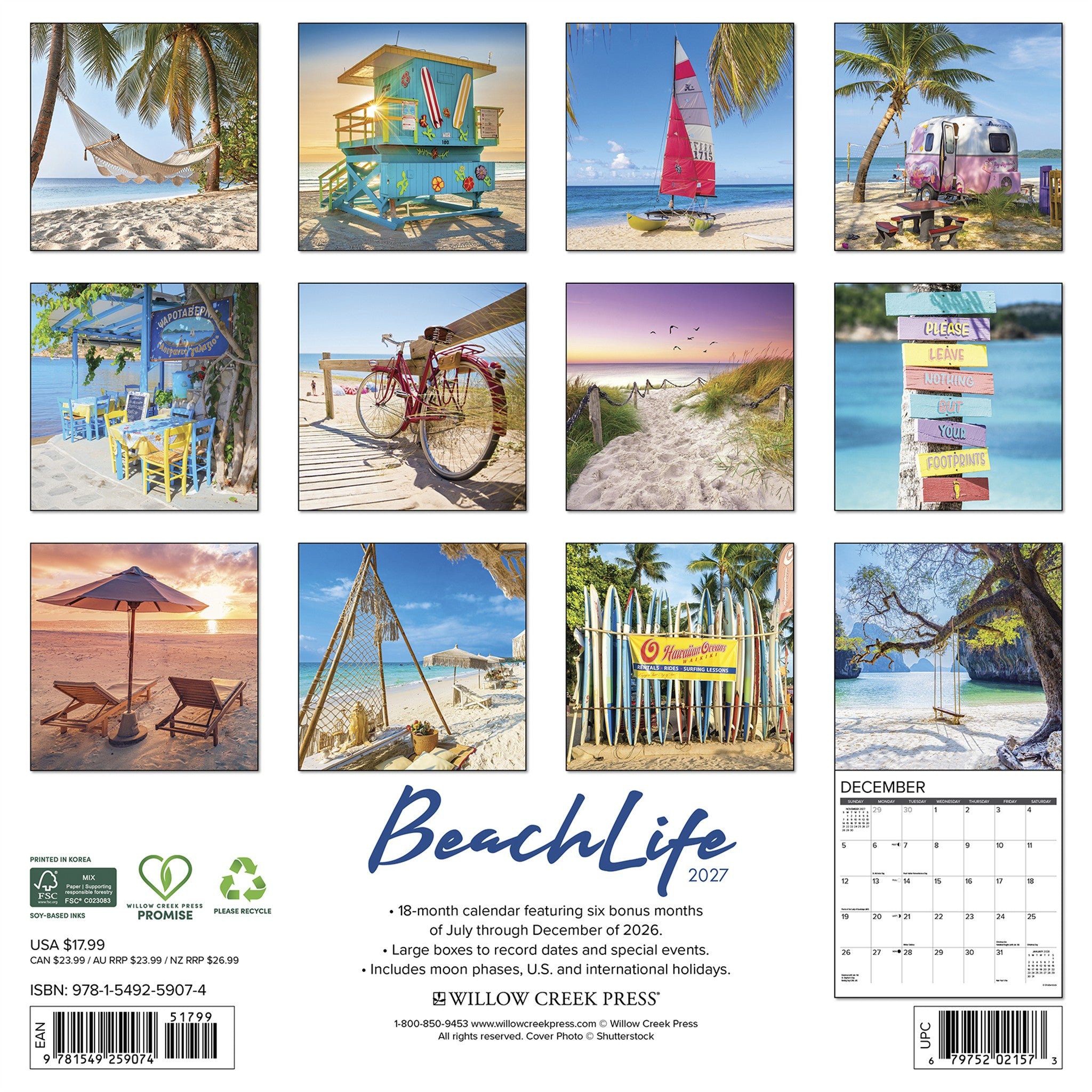 BeachLife 2027 Wall Calendar