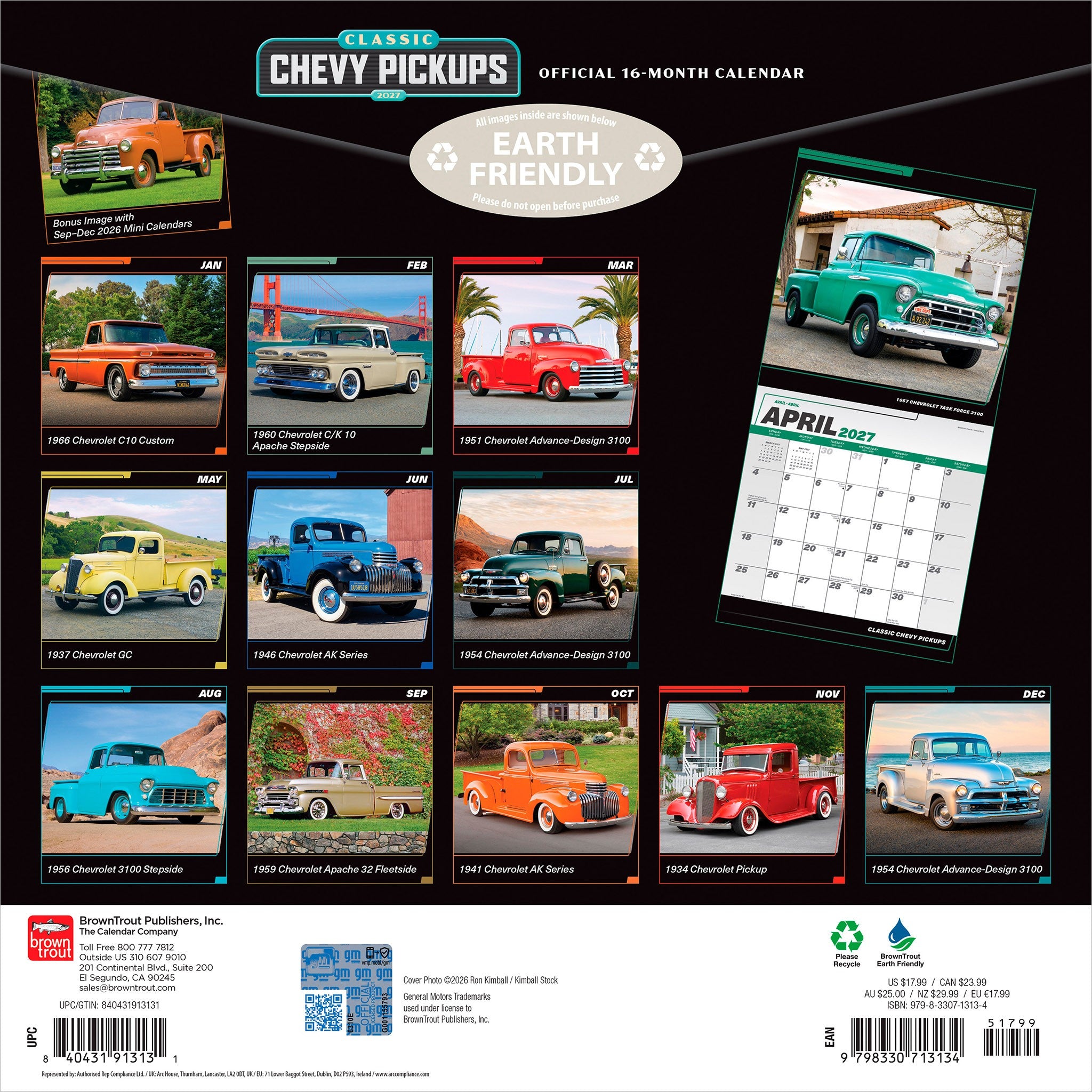 Chevy Pickups Classic 2027 Wall Calendar