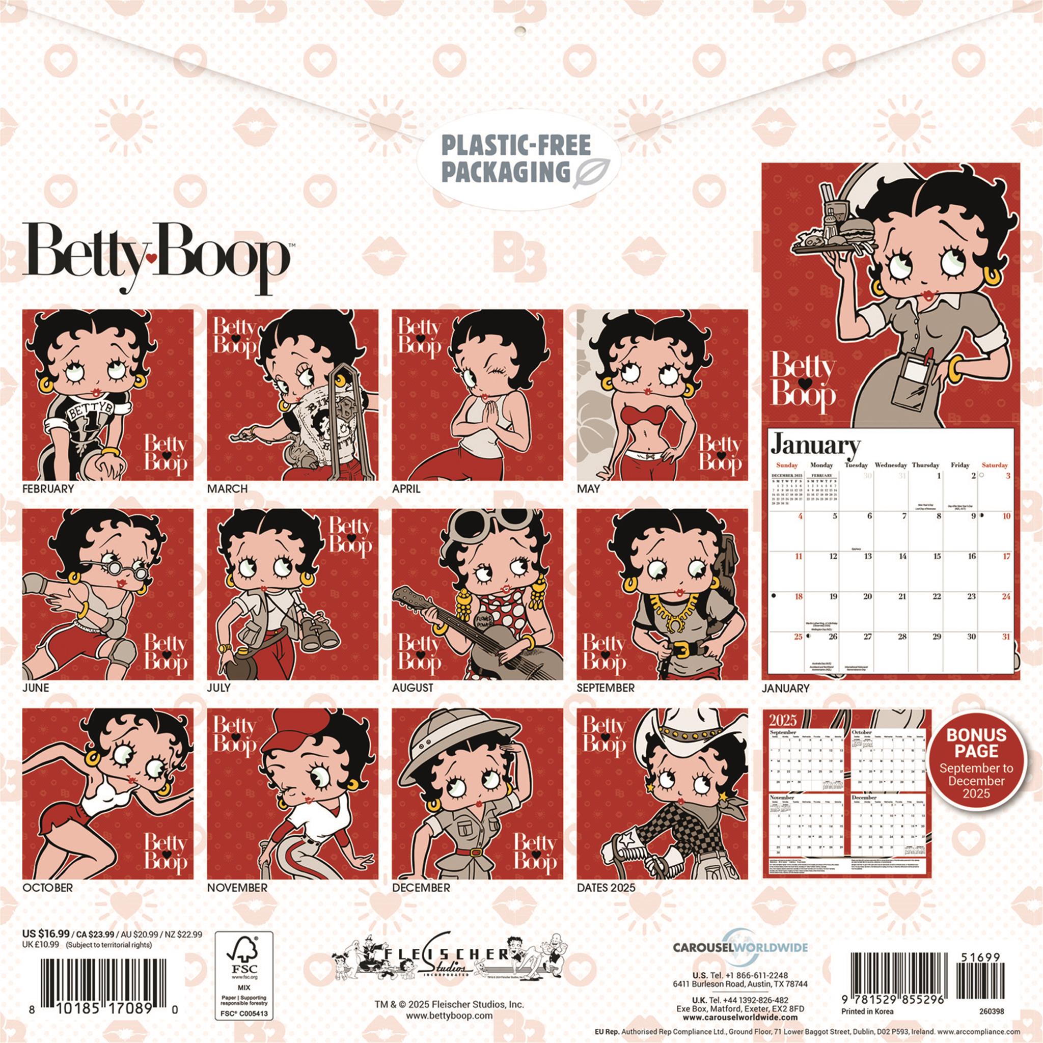 Calendrier mural Betty Boop 2026