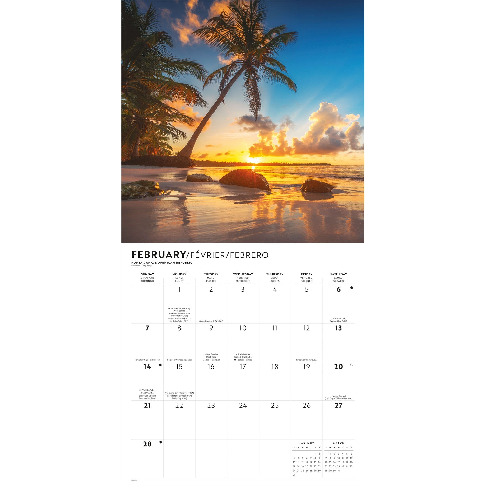 Calendrier mural Île Paradis 2027