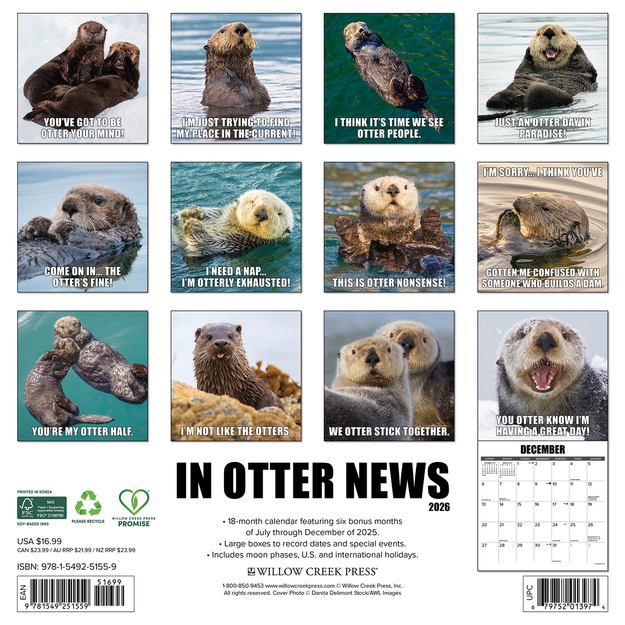 Calendrier mural 2026 d'Otter News
