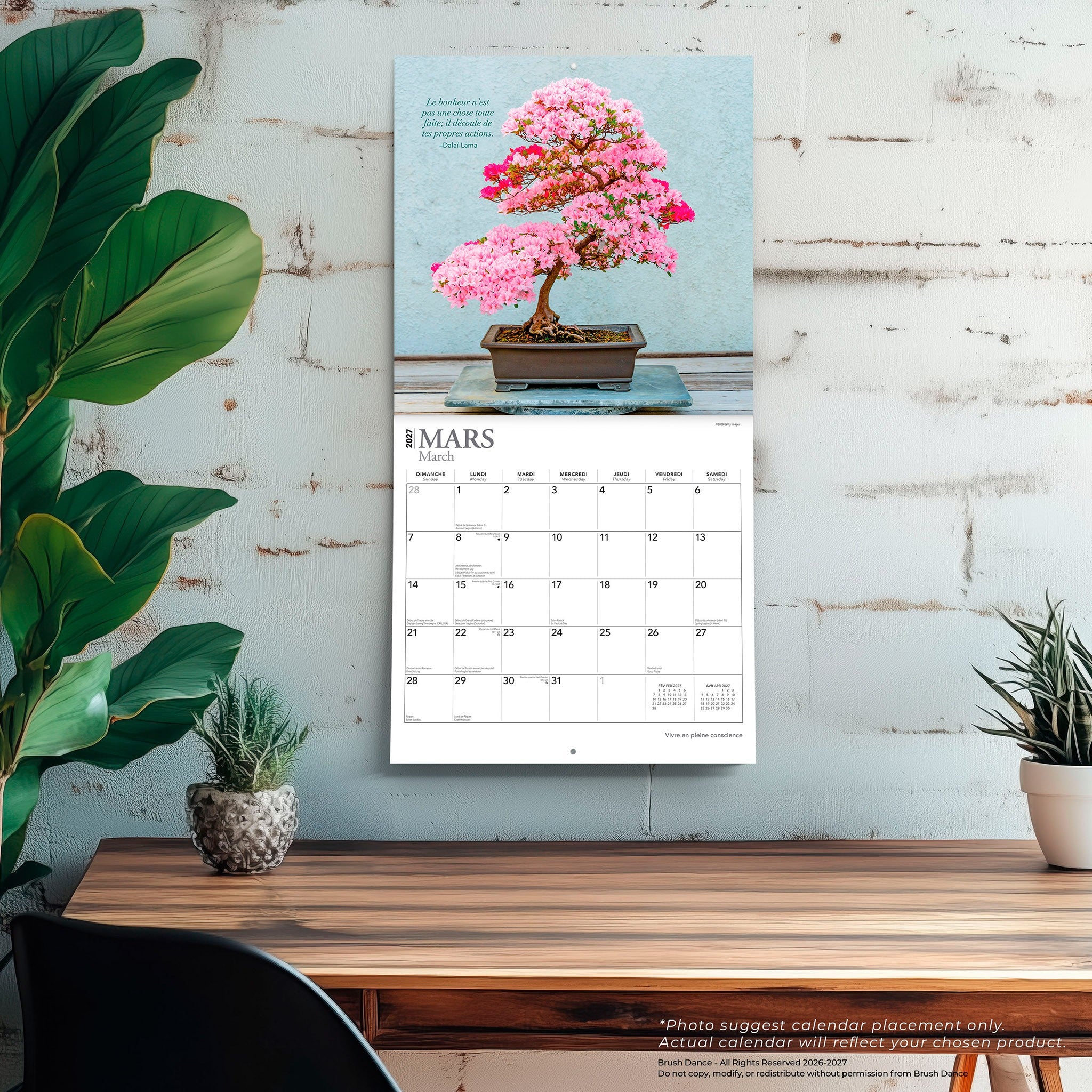 Vivre en pleine conscience 2027 Wall Calendar (French)