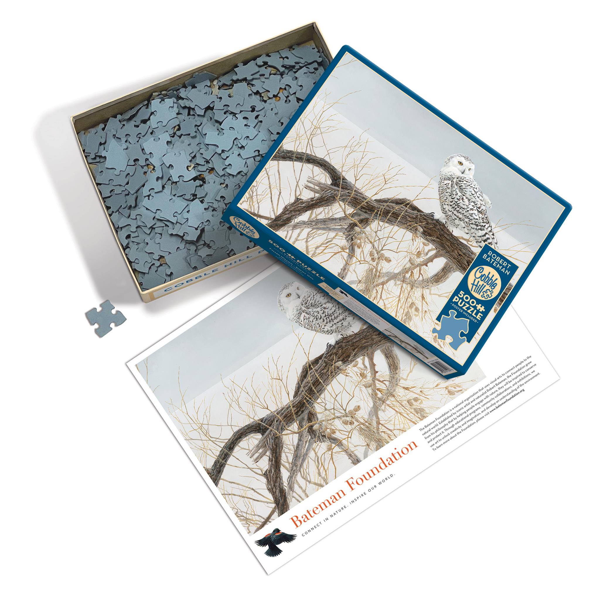 Puzzle de 500 pièces « Chouette des neiges et saule tombé » - Cobble Hill