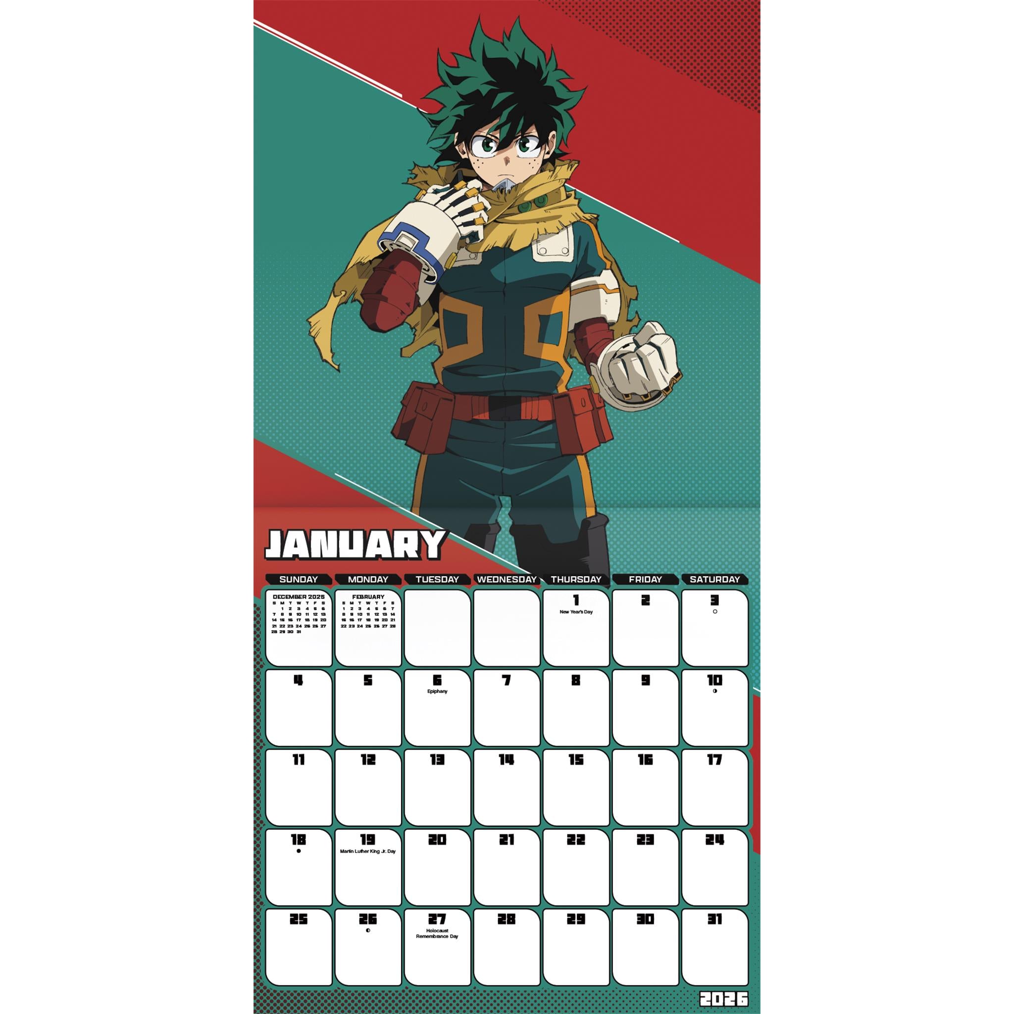 Calendrier mural My Hero Academia 2026 - Disponible uniquement en ligne