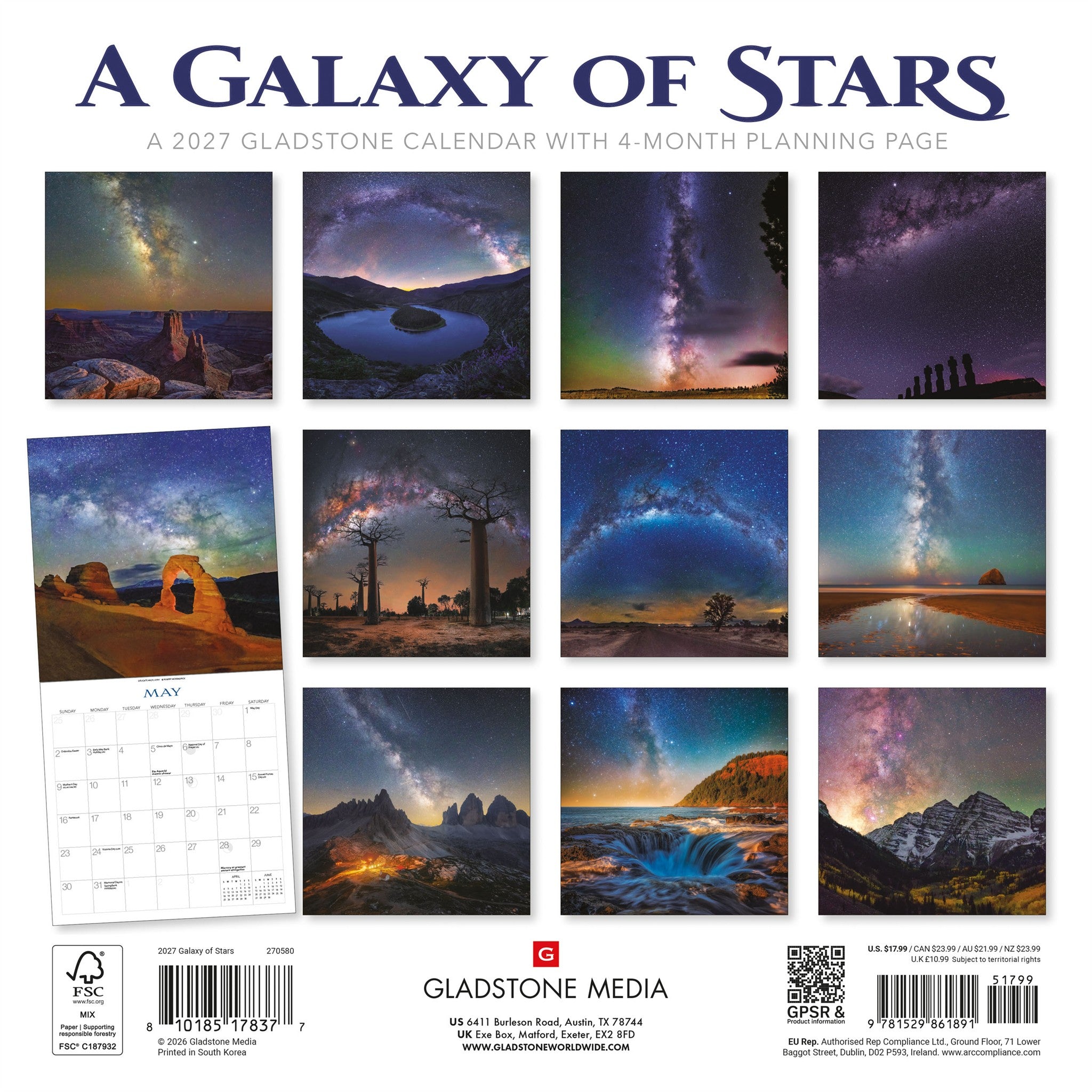 Calendrier mural Galaxie d'Étoiles 2027