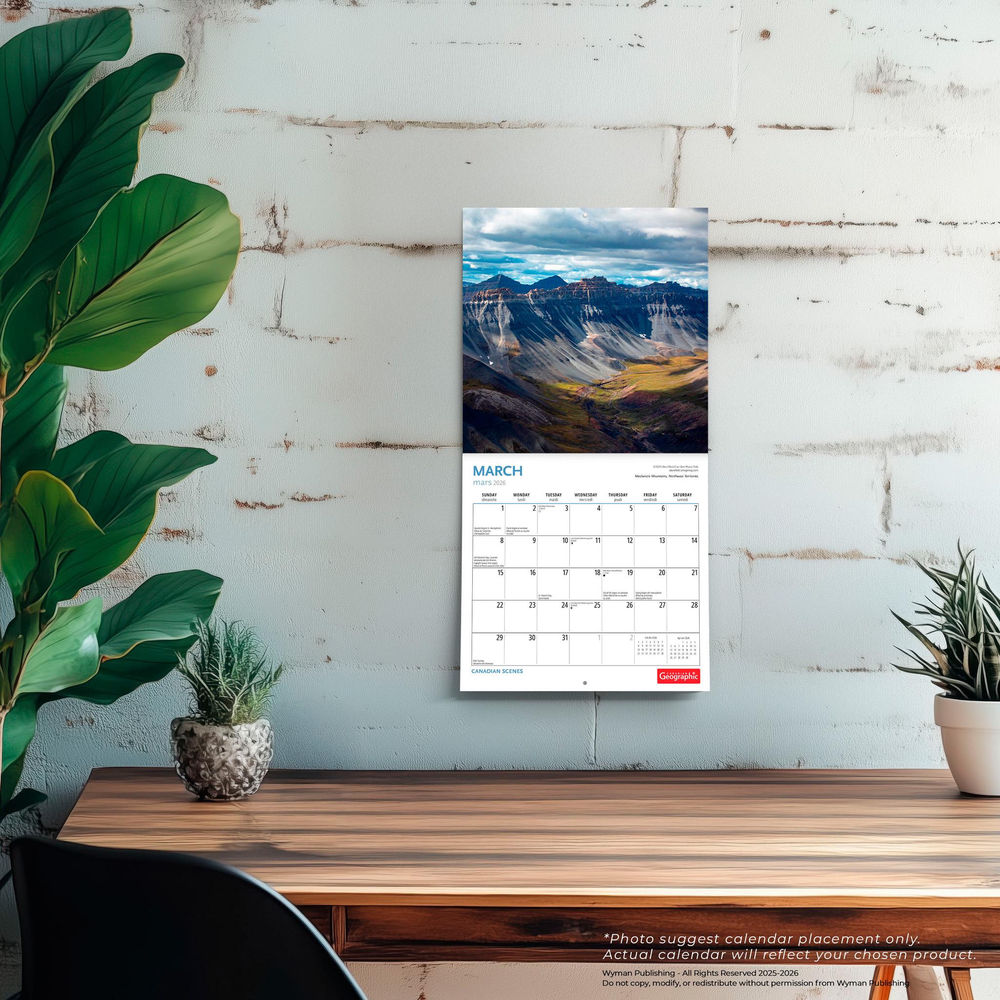 Calendrier miniature moyen Canadian Geographic Scènes canadiennes 2026
