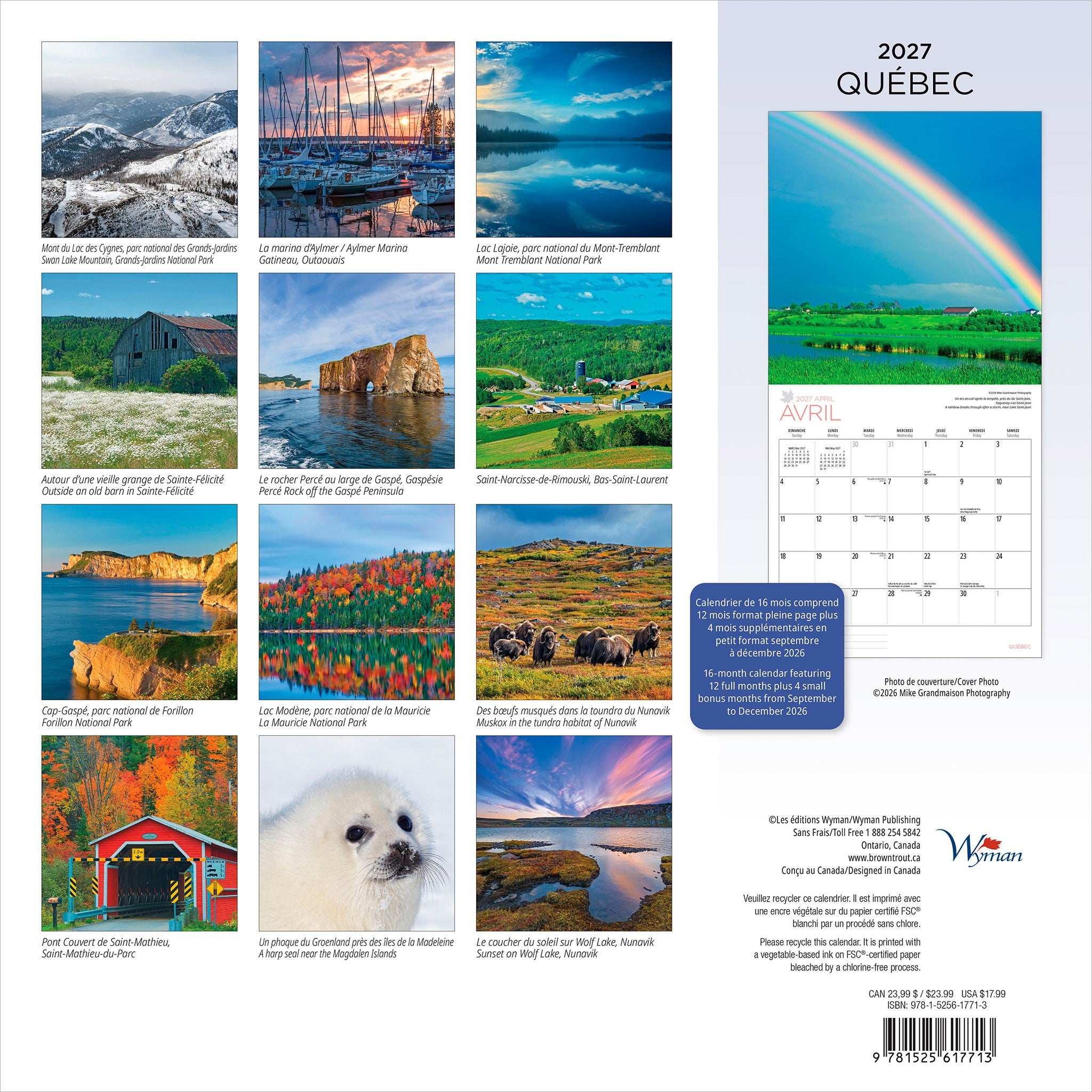 Québec 2027 Wall Calendar