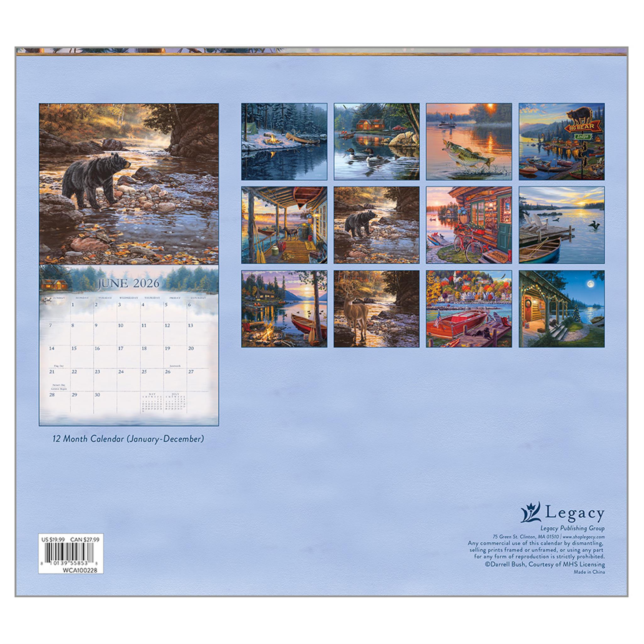 Calendrier mural de luxe édition spéciale Cabin View 2026 avec cartes