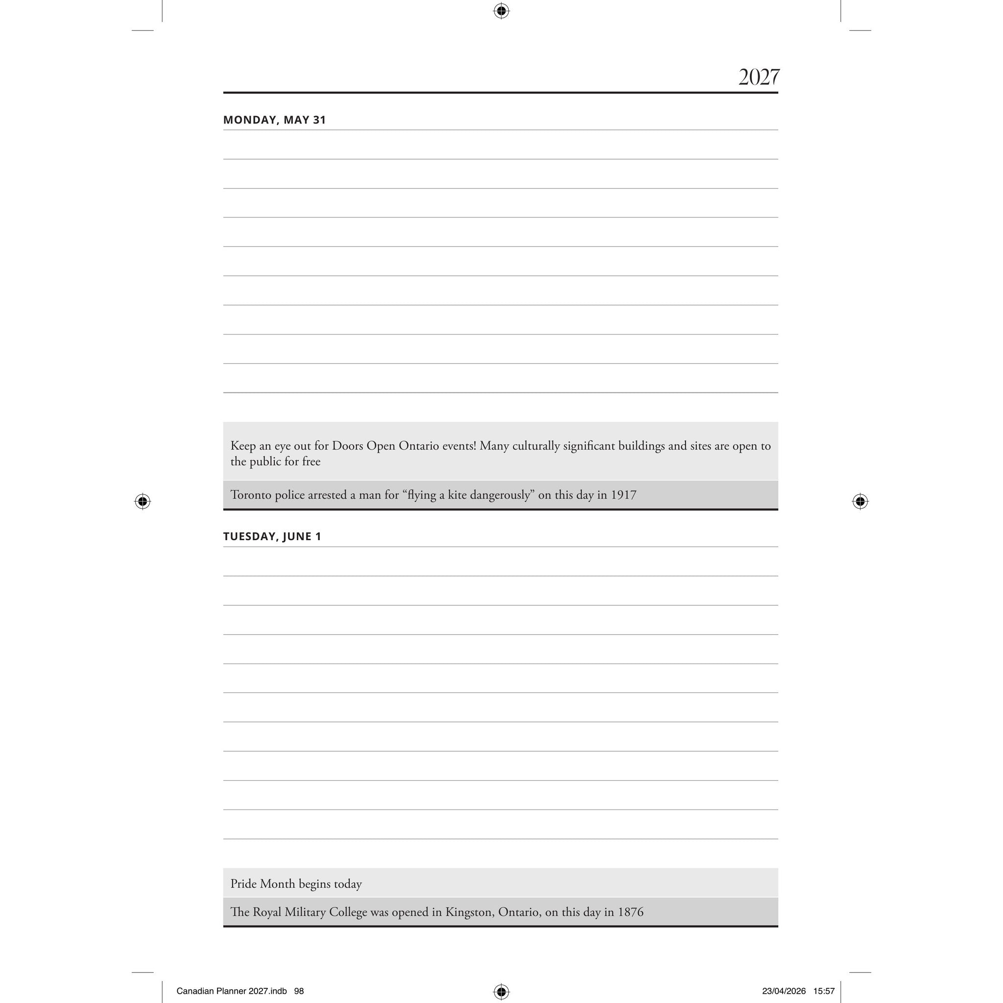 The Canadian Planner 2027 Engagement Calendar