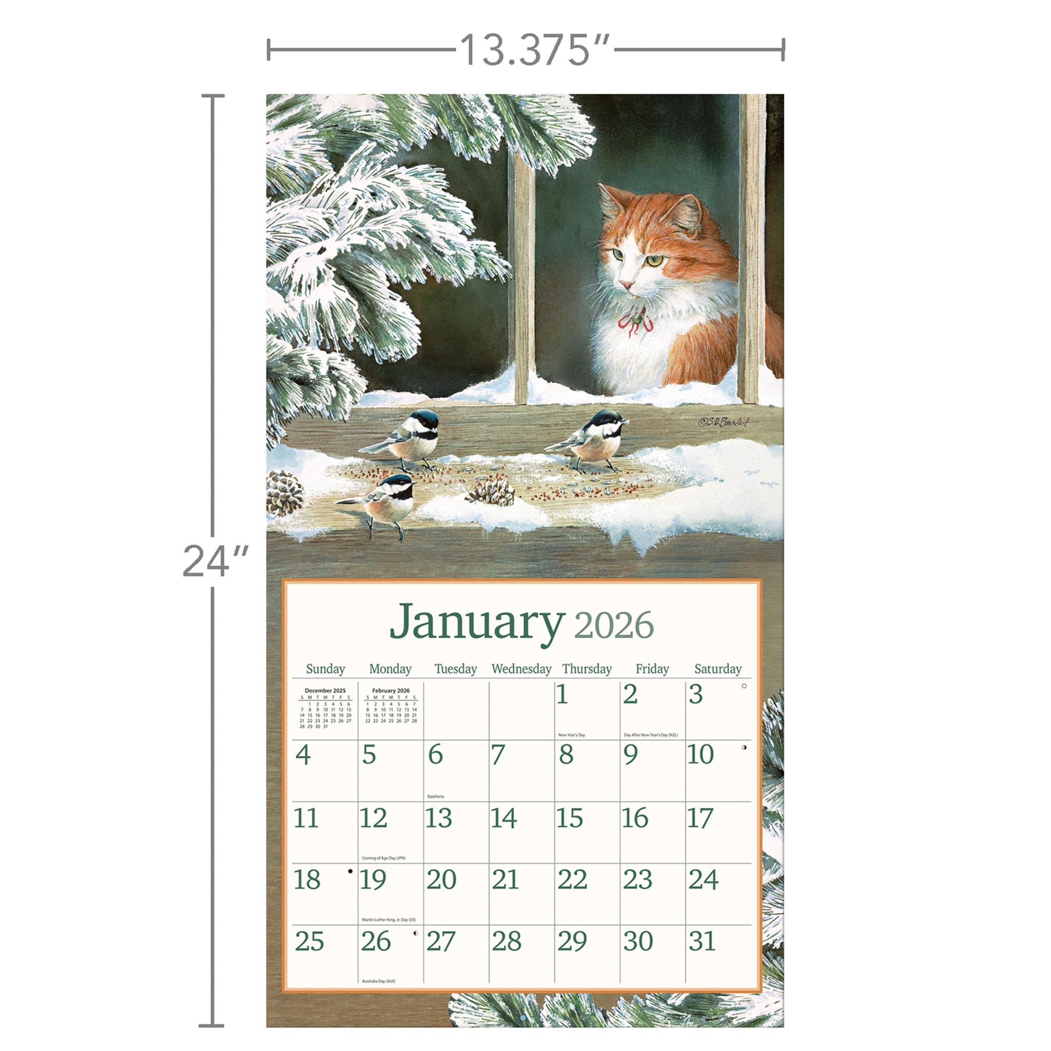 Calendrier mural de luxe Chats à la campagne 2026