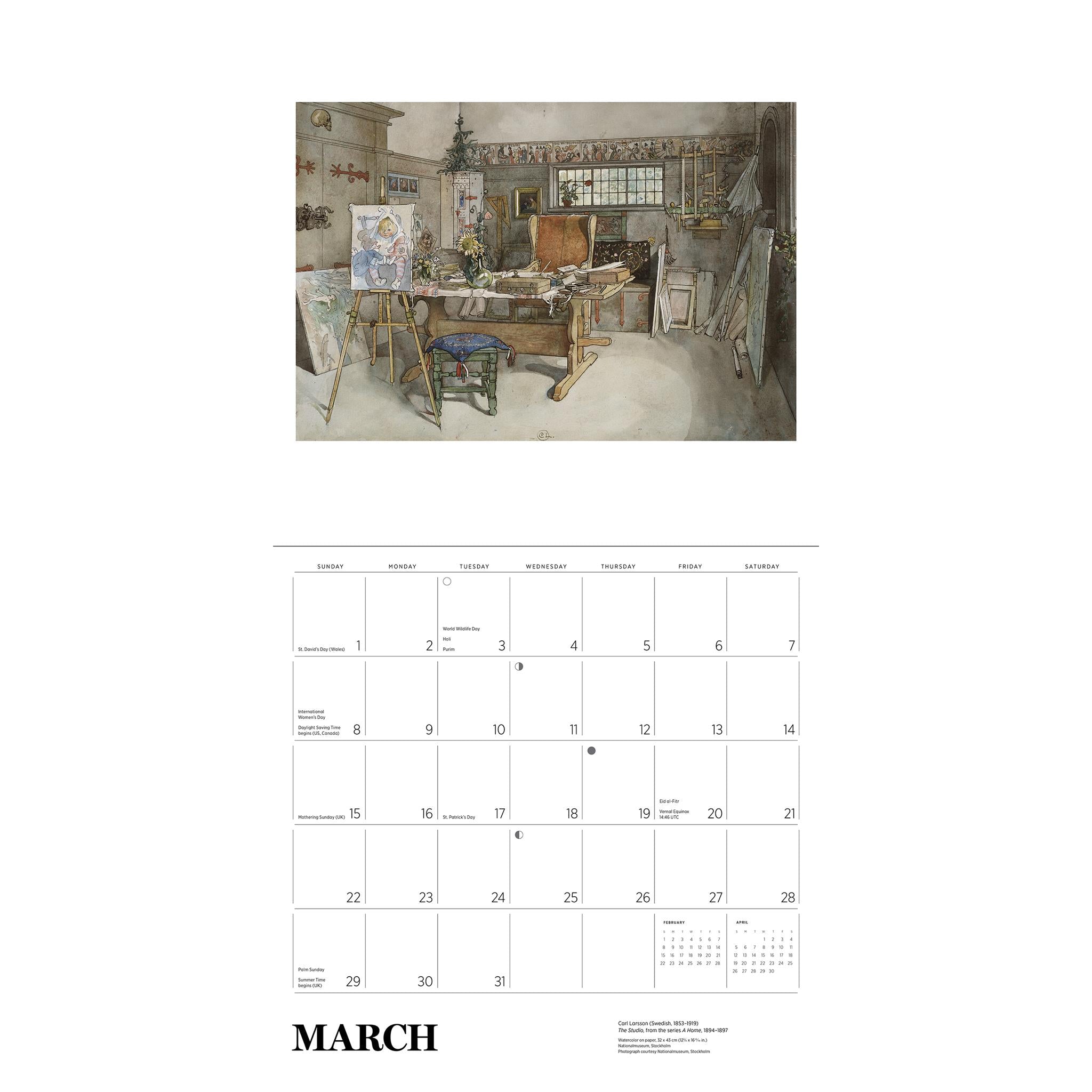 Calendrier mural Carl Larsson 2026 - Disponible uniquement en ligne
