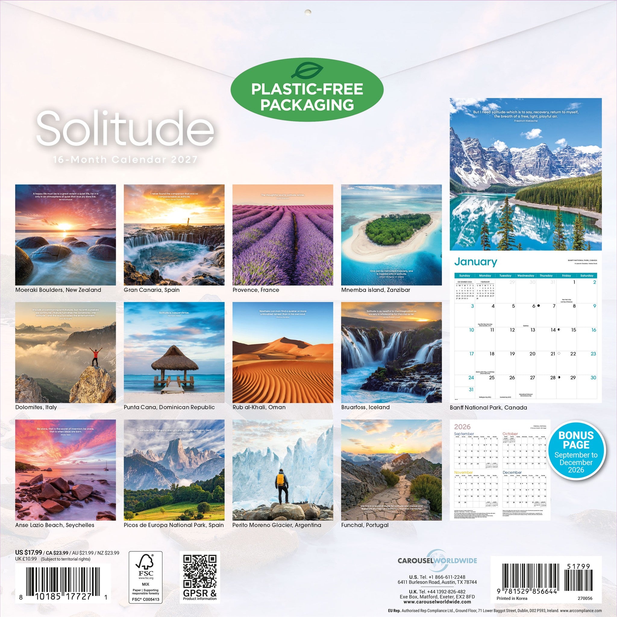 Calendrier mural Solitude 2027