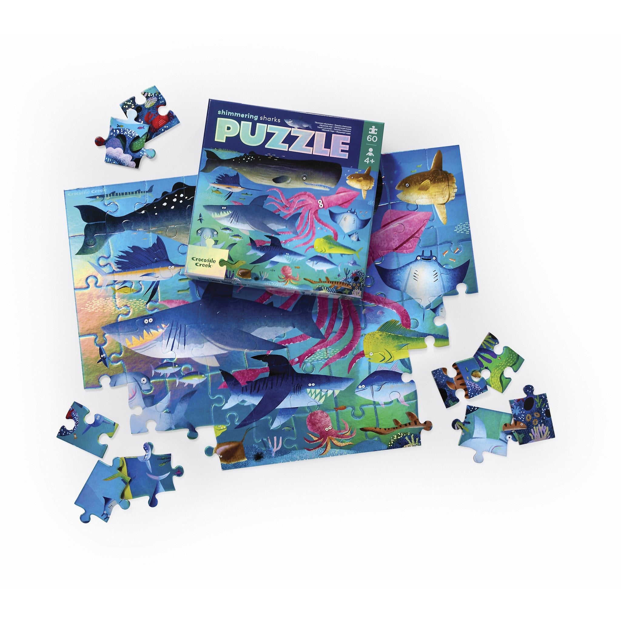 Puzzle holographique de 60 pièces « Requins scintillants »