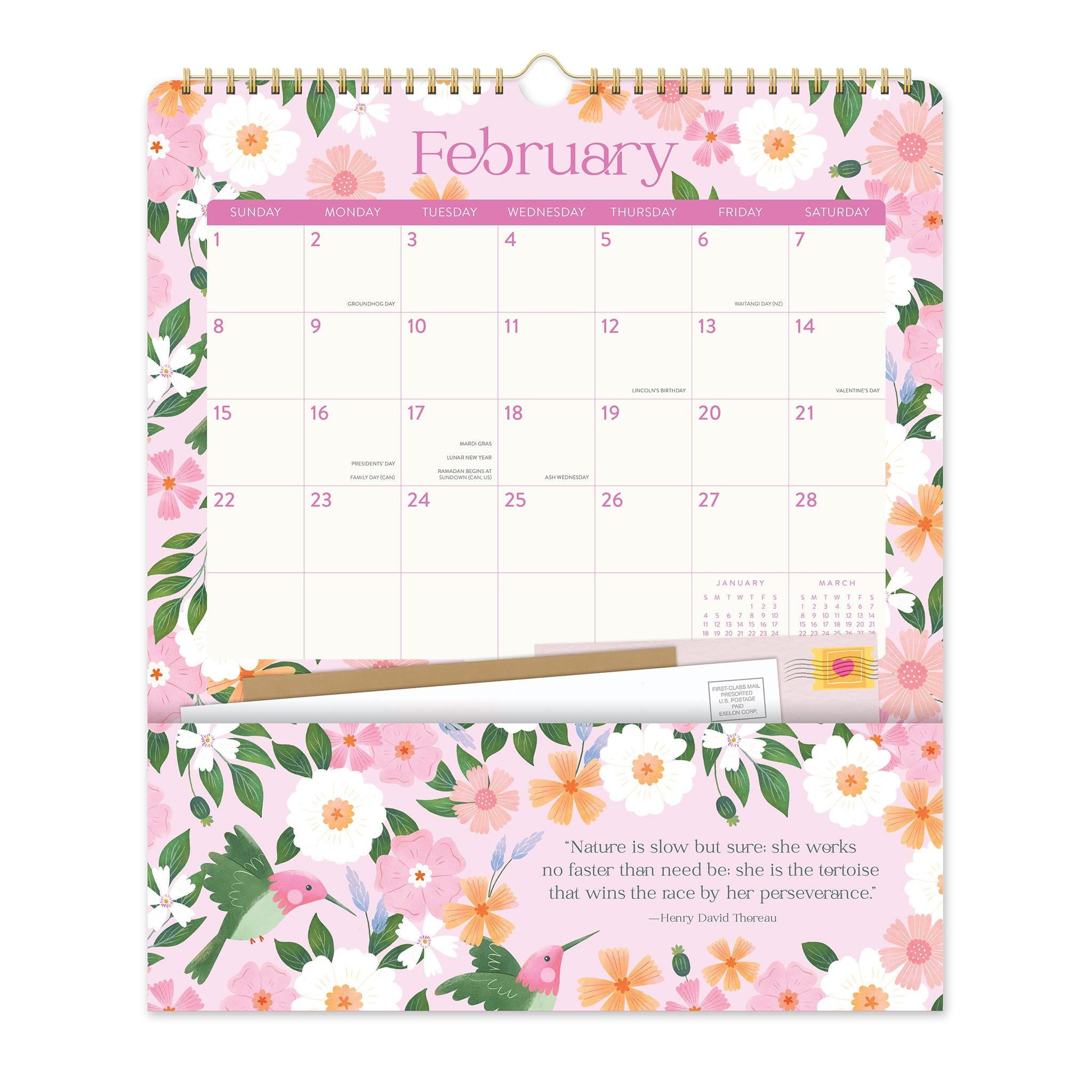 Birds and Blooms Pockets Plus 2026 Wall Calendar