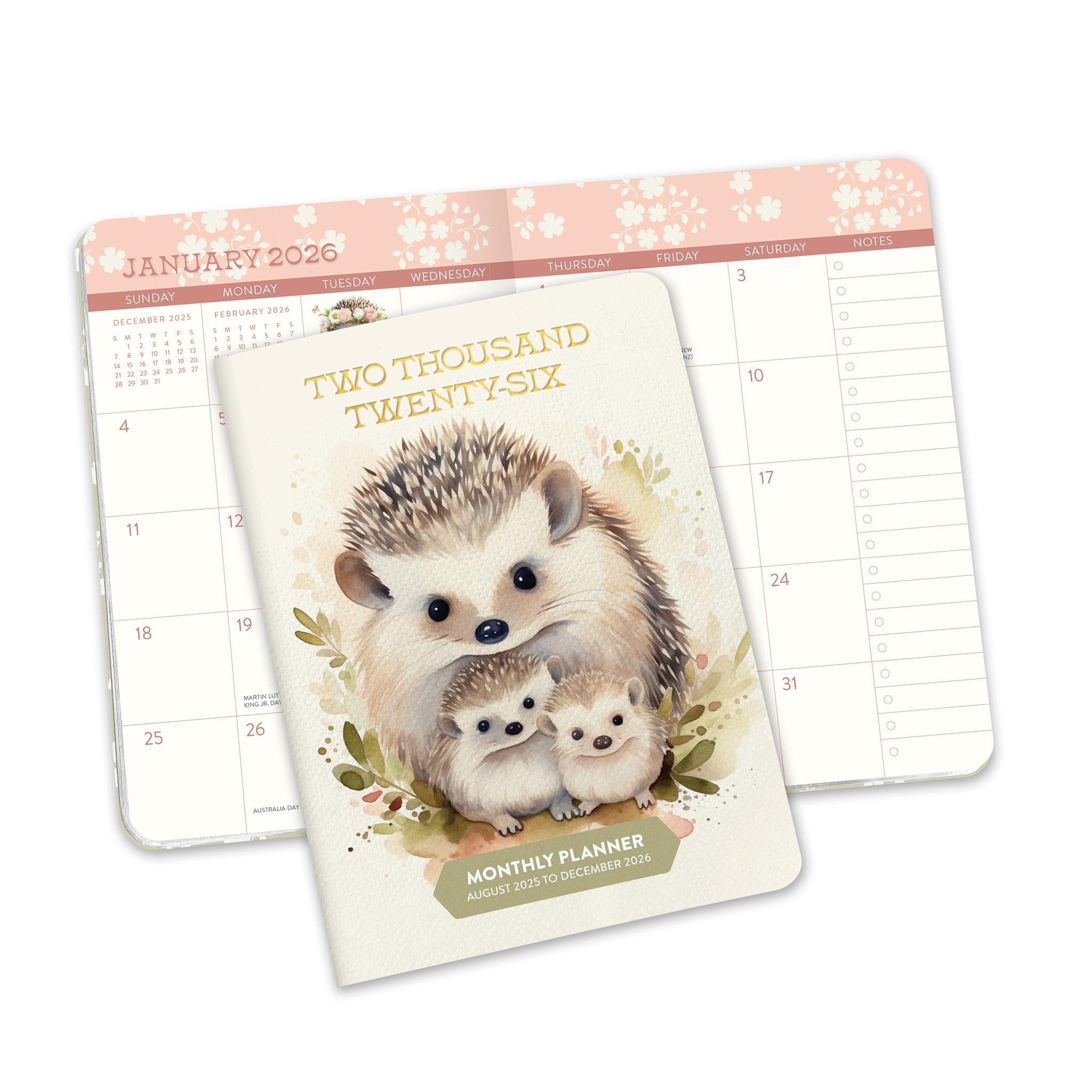 Agenda de poche exclusif mensuel Hedgehog 2025-2026