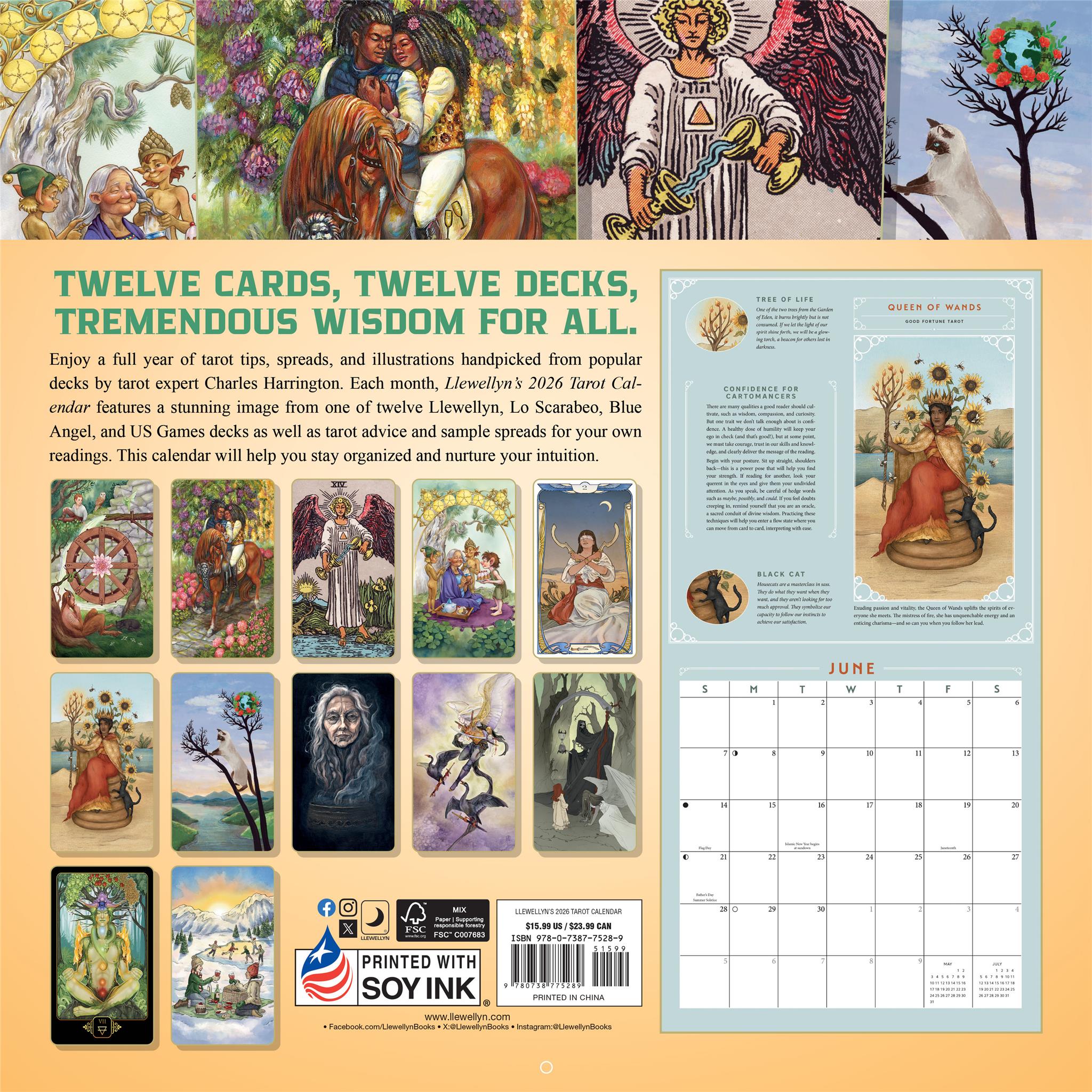 Calendrier mural Tarot 2026