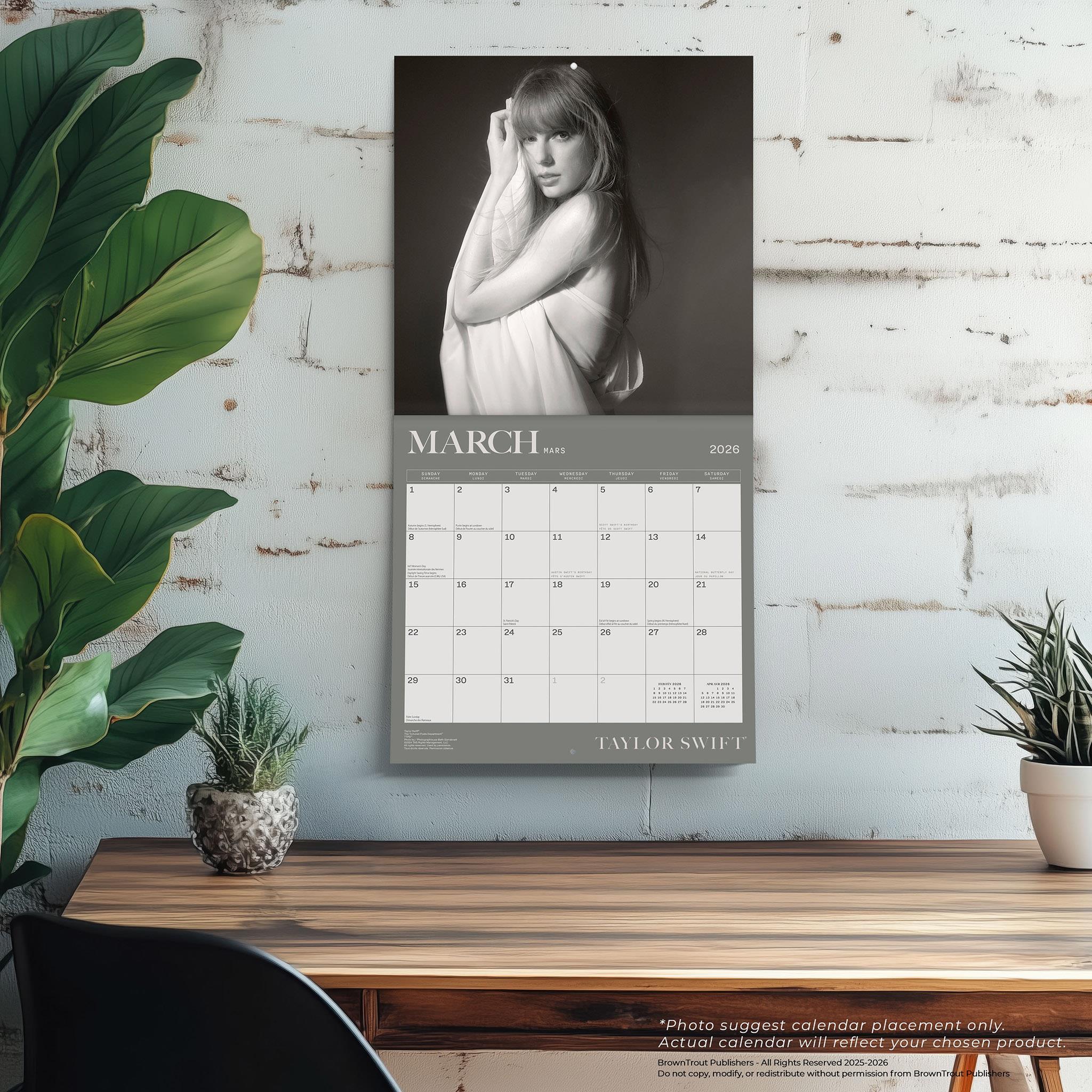 Calendrier mural bilingue Taylor Swift 2026