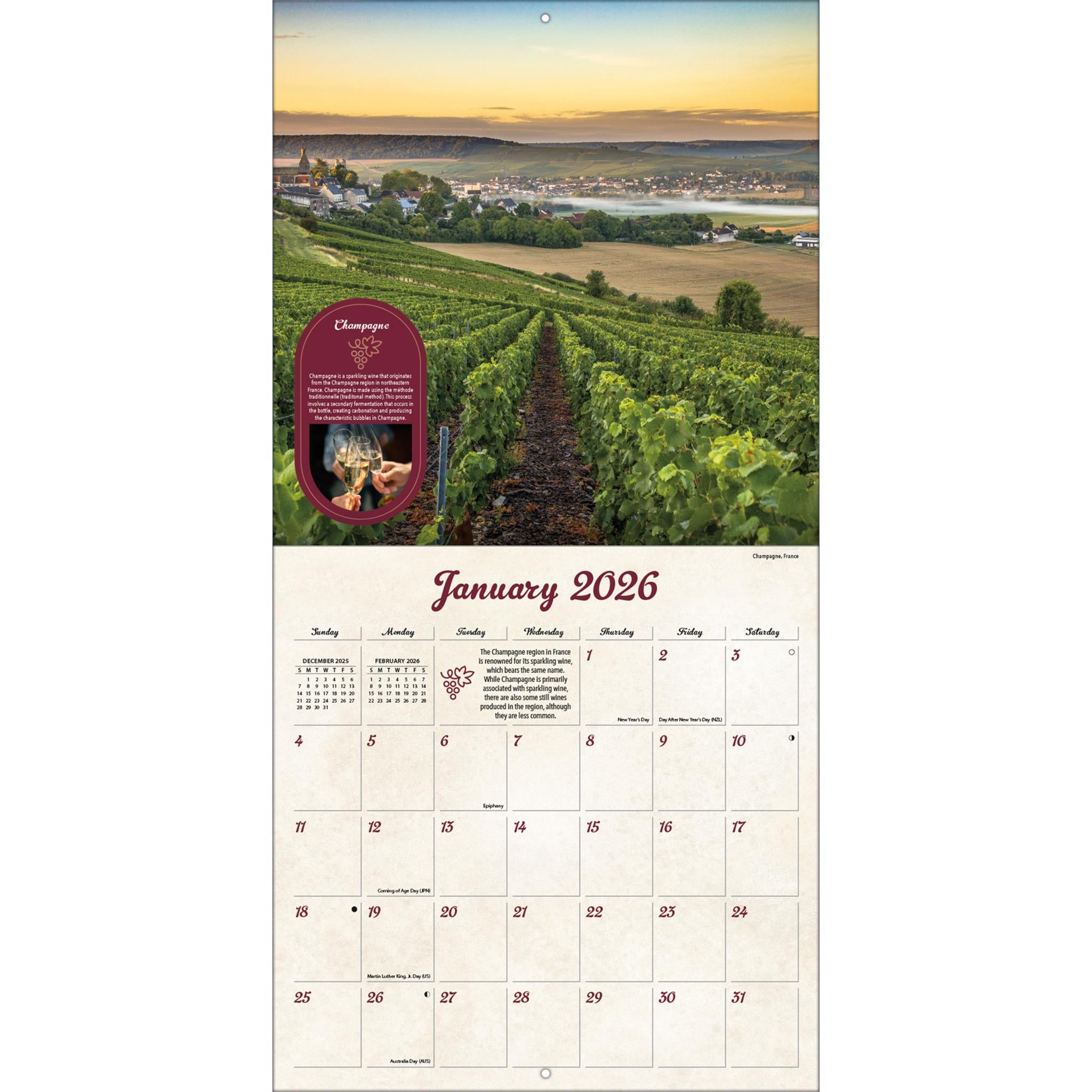 Wine Country 2026 Wall Calendar