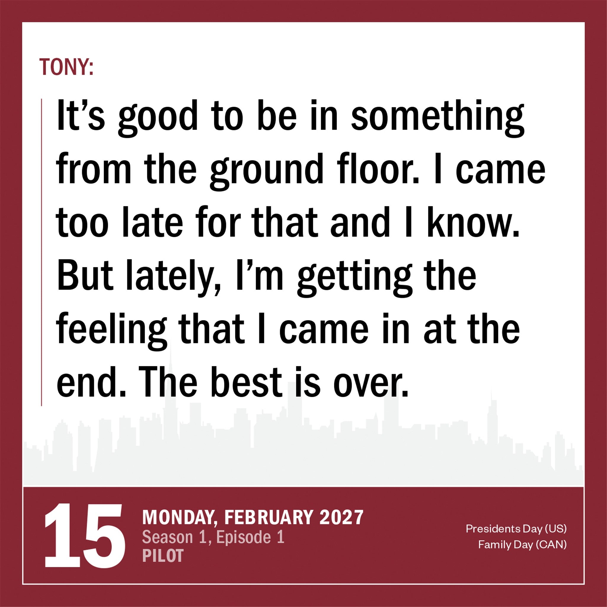 Official Sopranos 2027 Box Calendar - Online Only