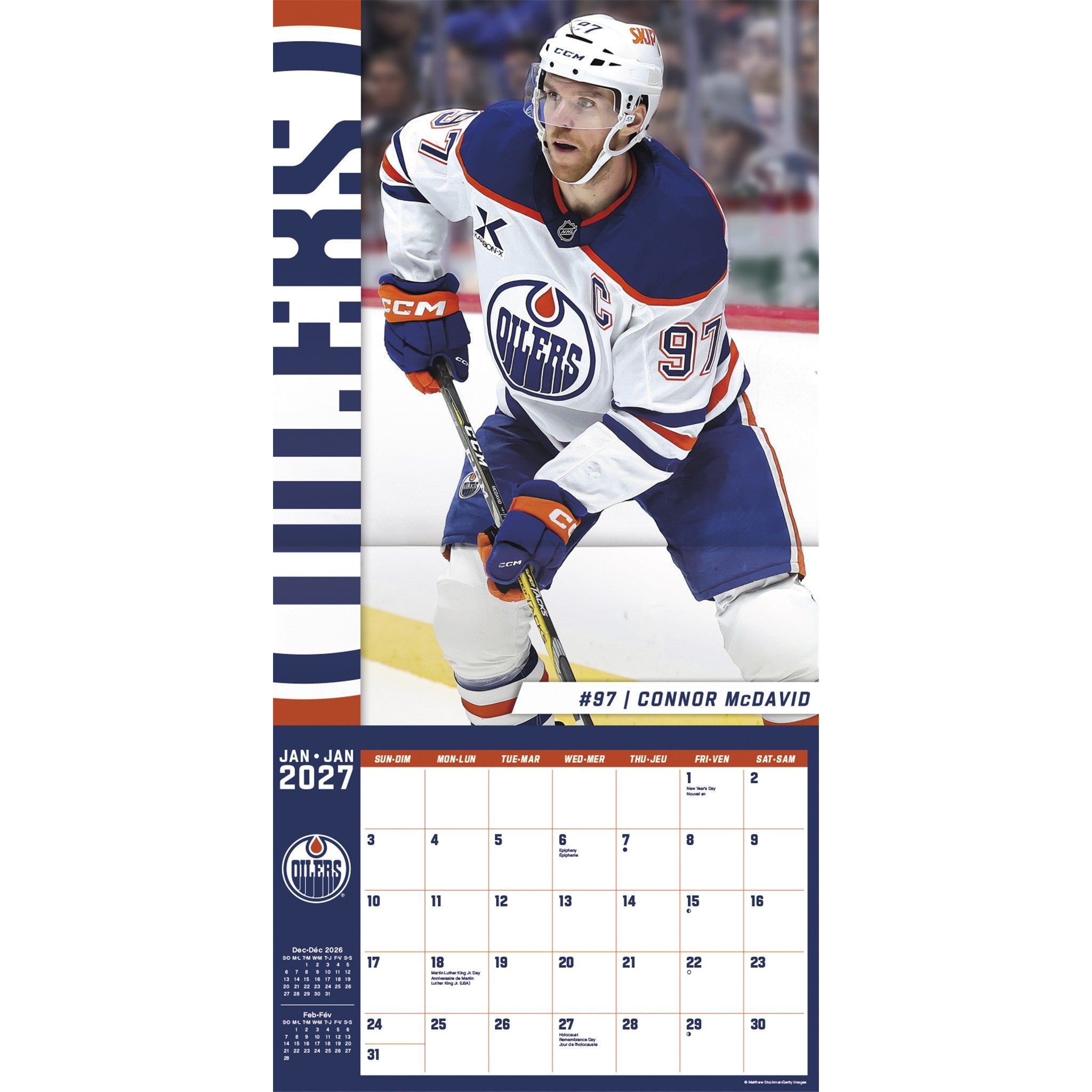 NHL Edmonton Oilers 2027 Wall Calendar