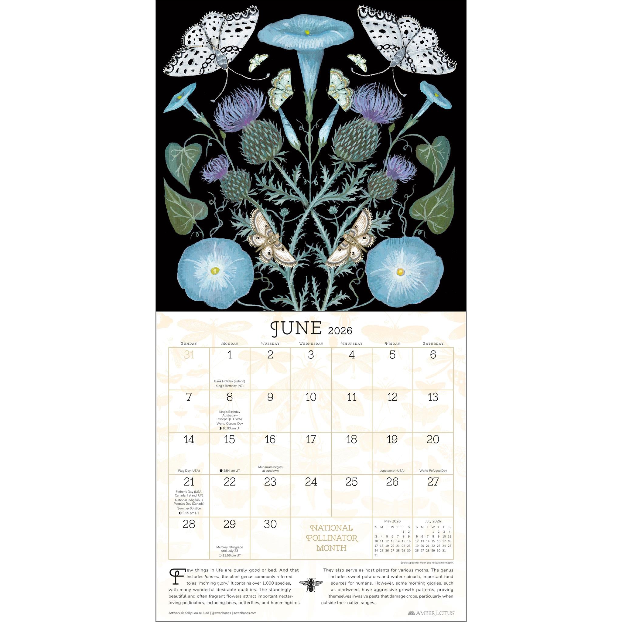 Calendrier mural 2026 « Éloges des pollinisateurs » - Disponible uniquement en ligne