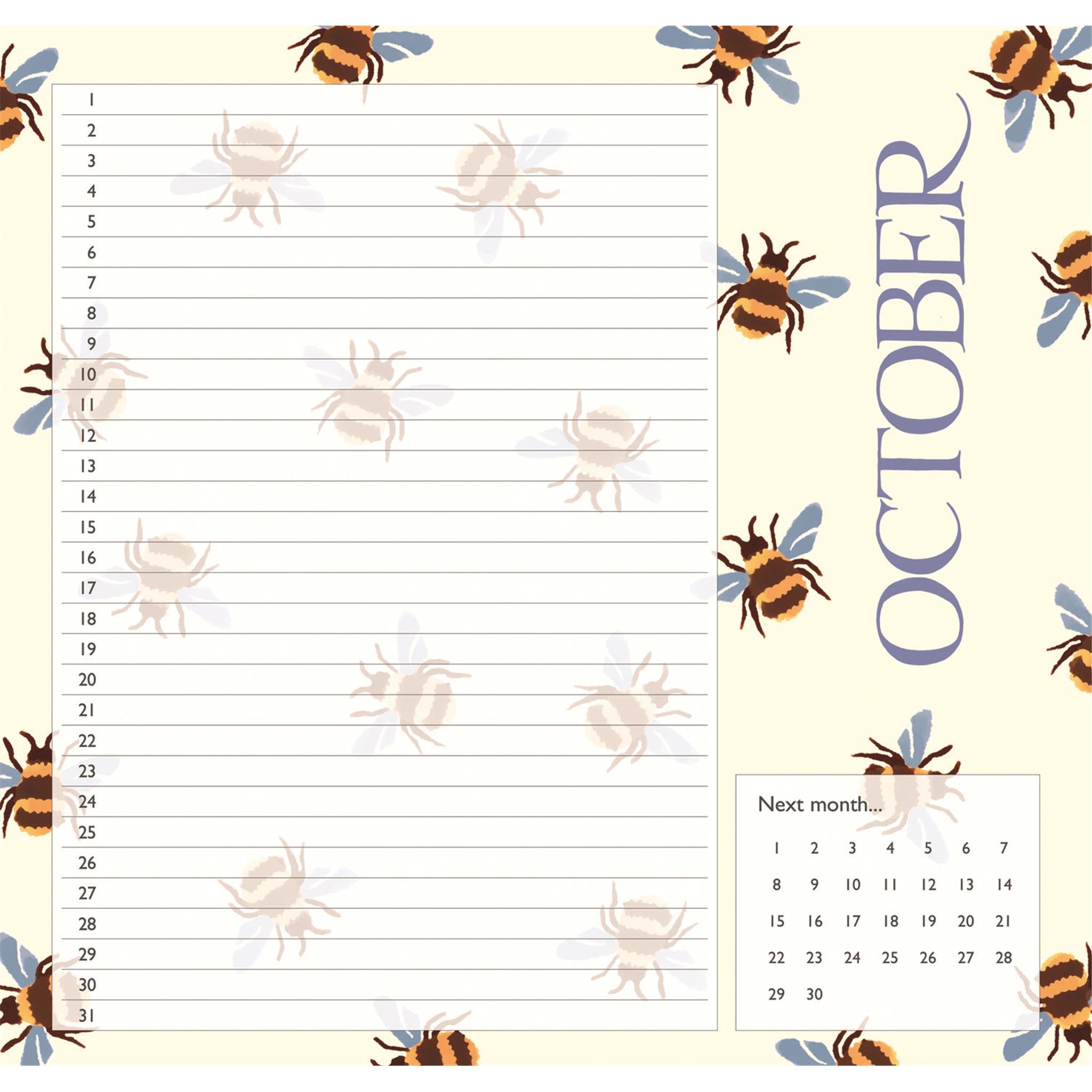 Mini-calendrier d'anniversaire et d'occasions spéciales d'Emma Bridgewater (non daté)