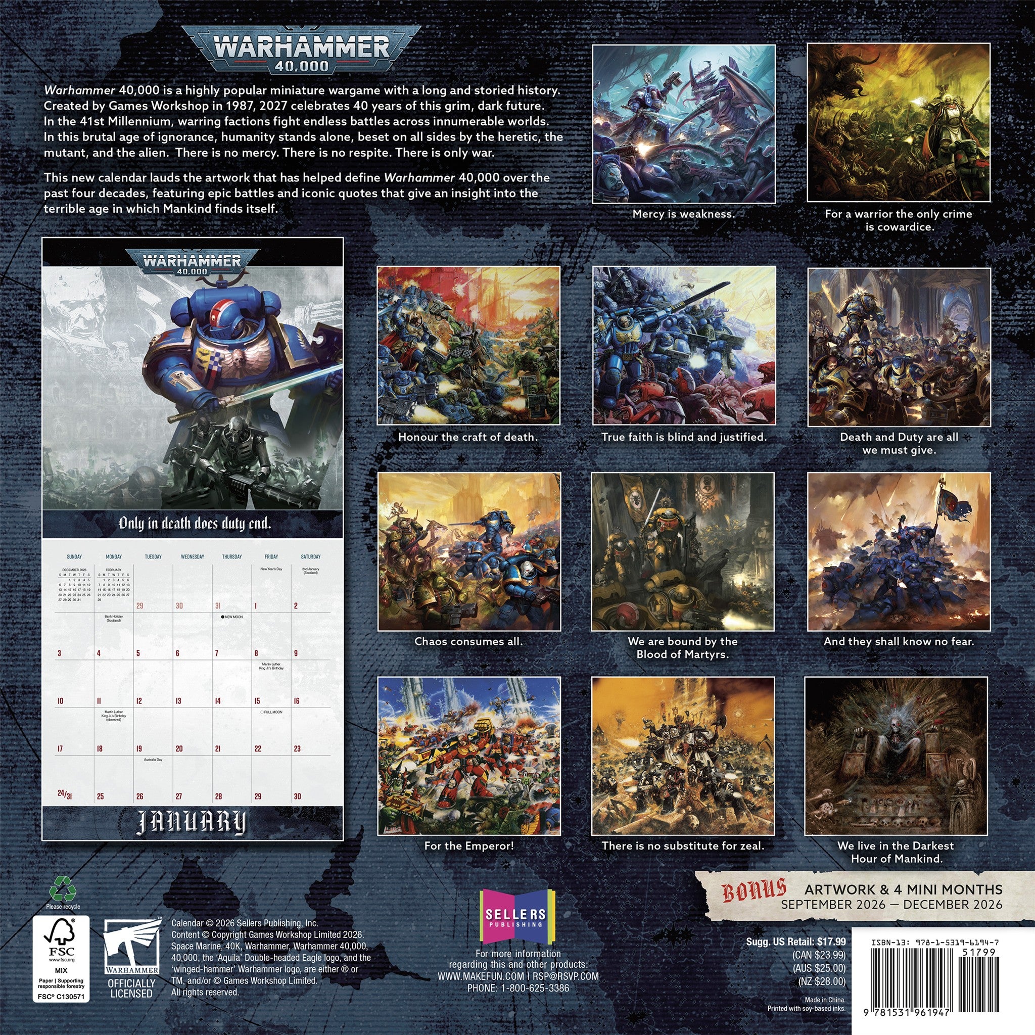 Warhammer 40,000 2027 Wall Calendar - Online Only