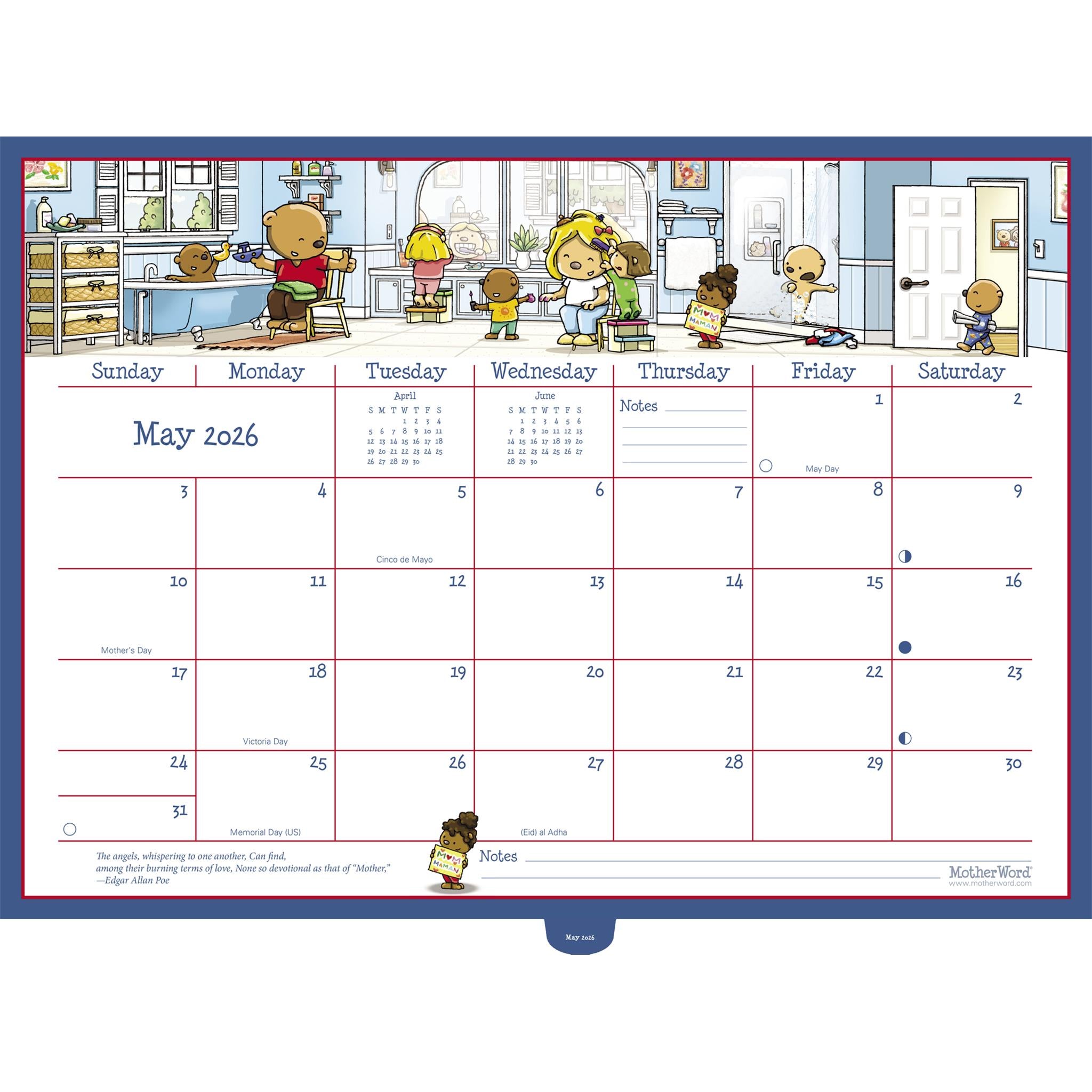 Calendrier mural Motherword Deluxe anglais 2025-2026