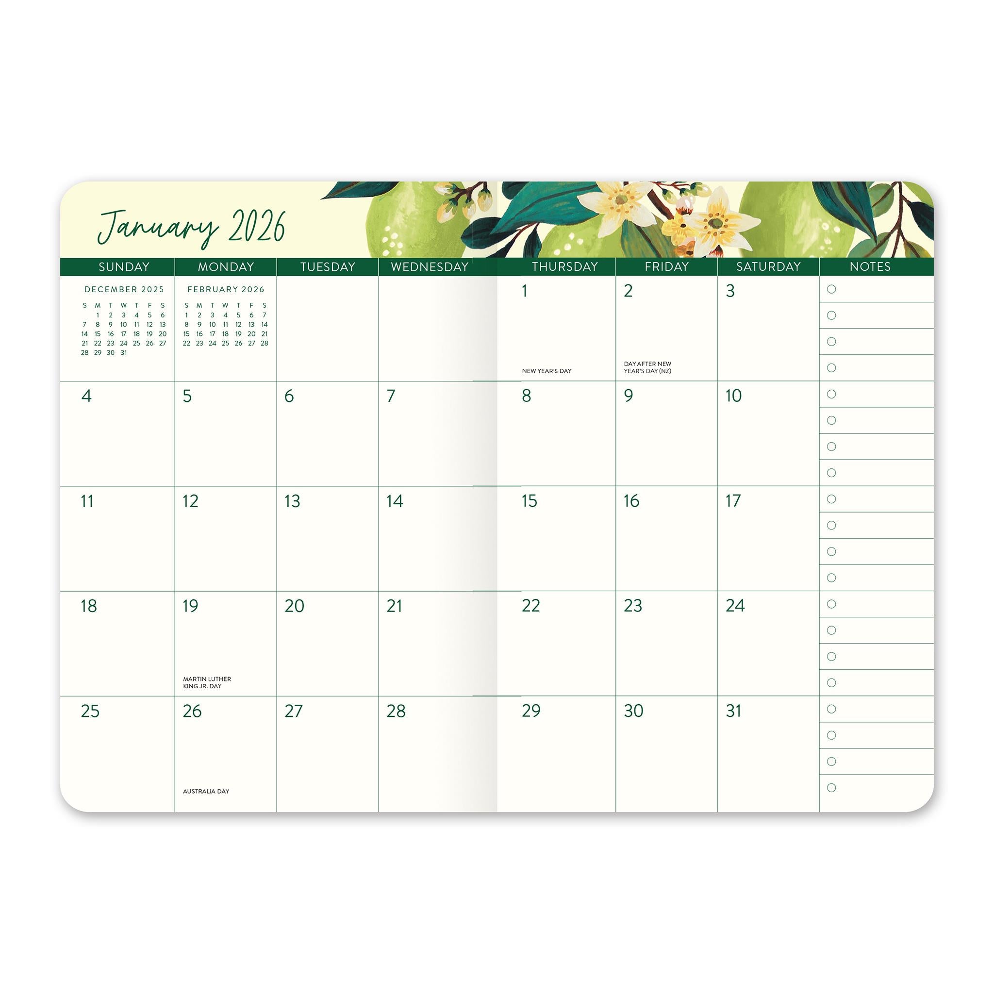 Fruit Flora 2025-2026 Monthly Pocket Planner Calendar - Online Only