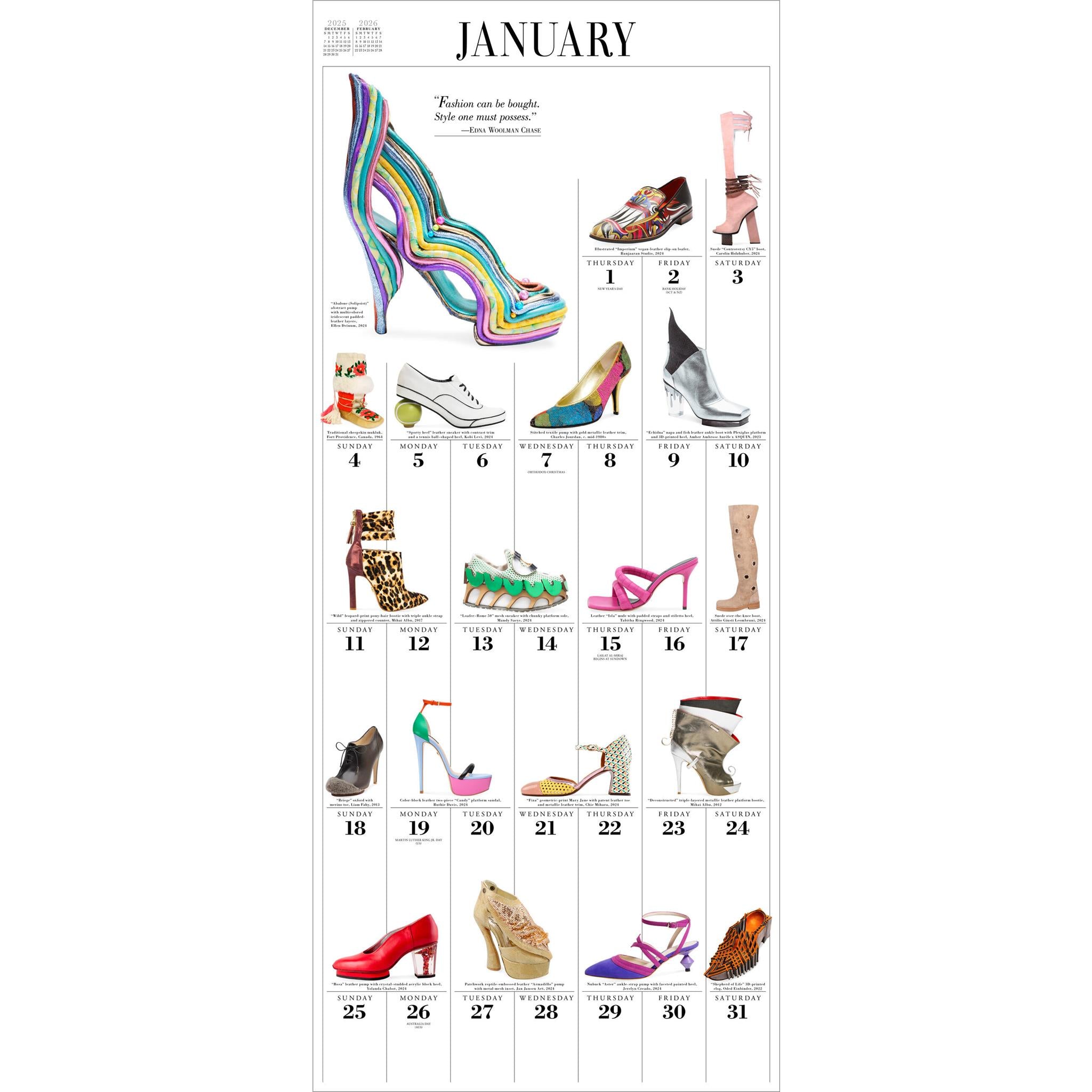 Calendrier mural Chaussures 365 2026