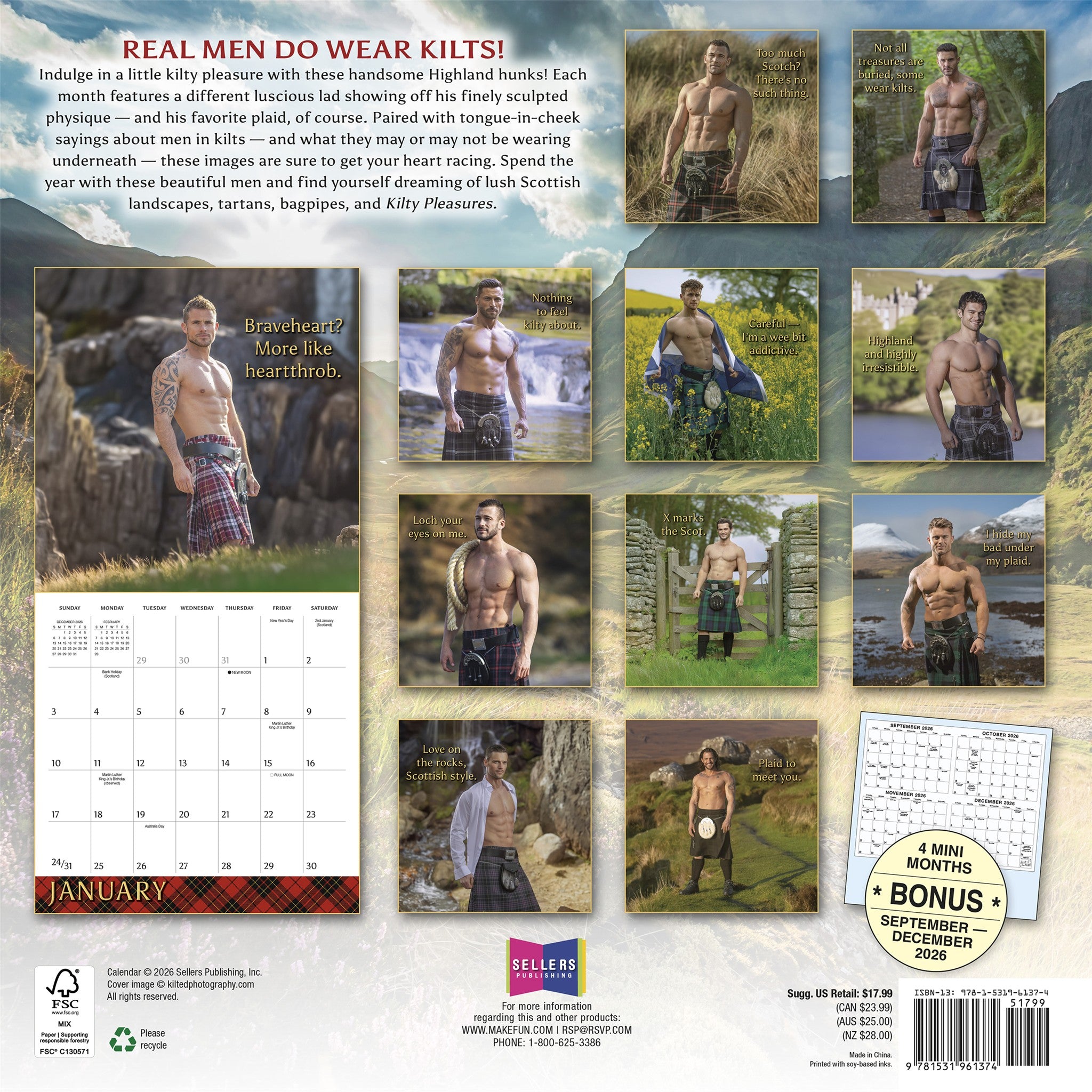 Kilty Pleasures 2027 Wall Calendar