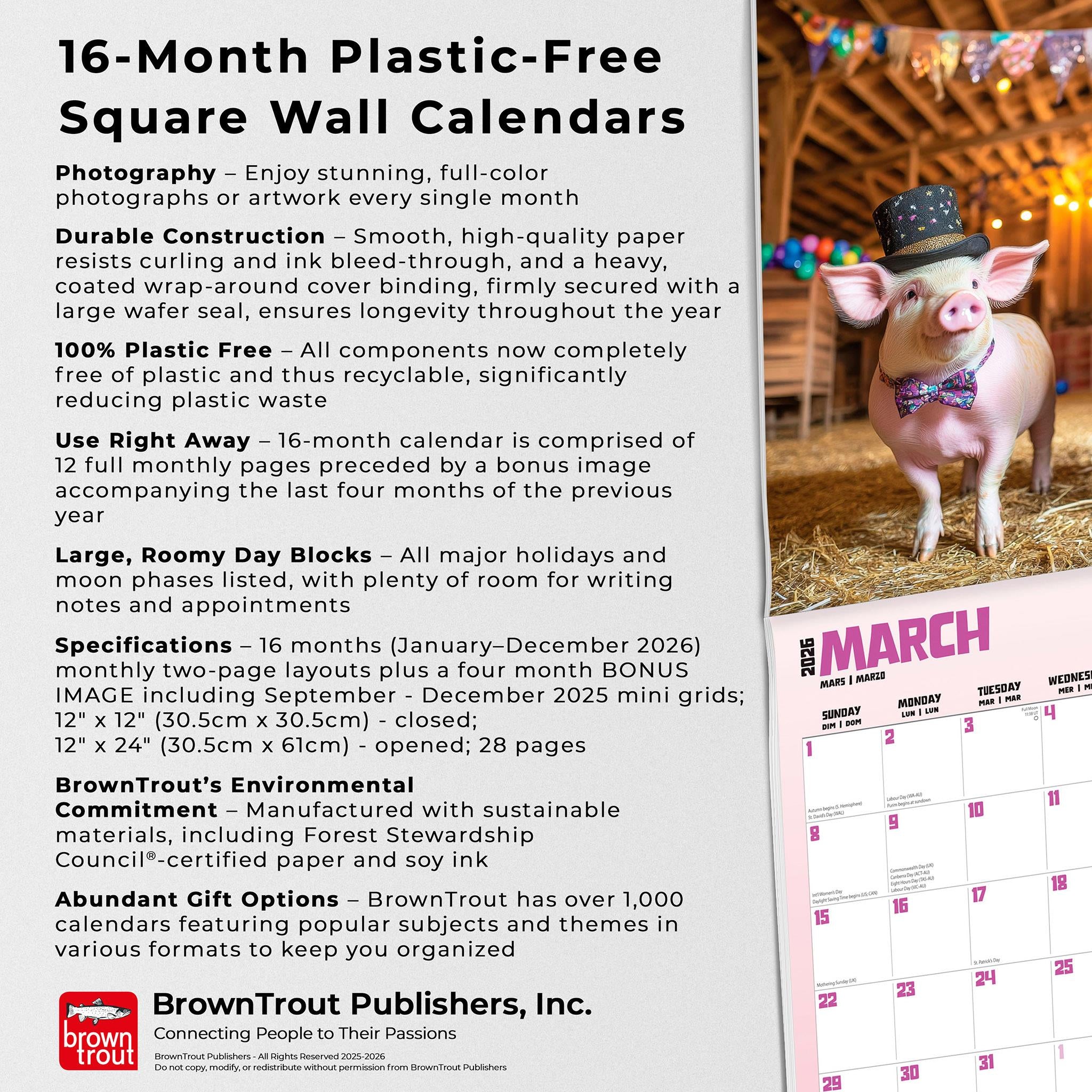 Pigsty 2026 Wall Calendar - Online Only