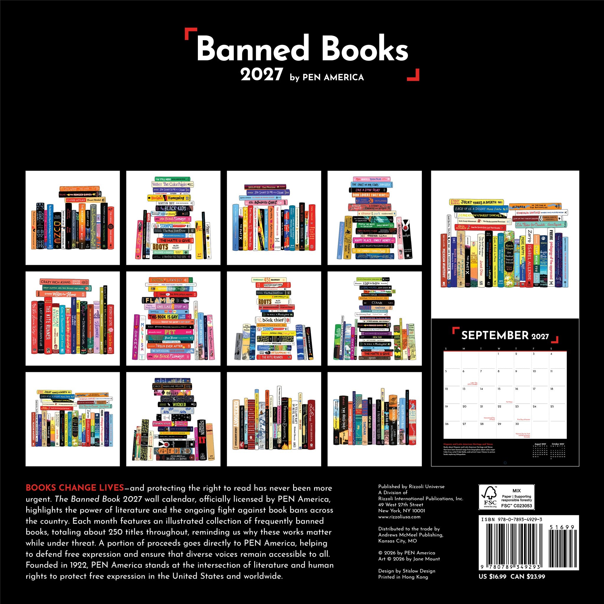 Banned Books 2027 Wall Calendar
