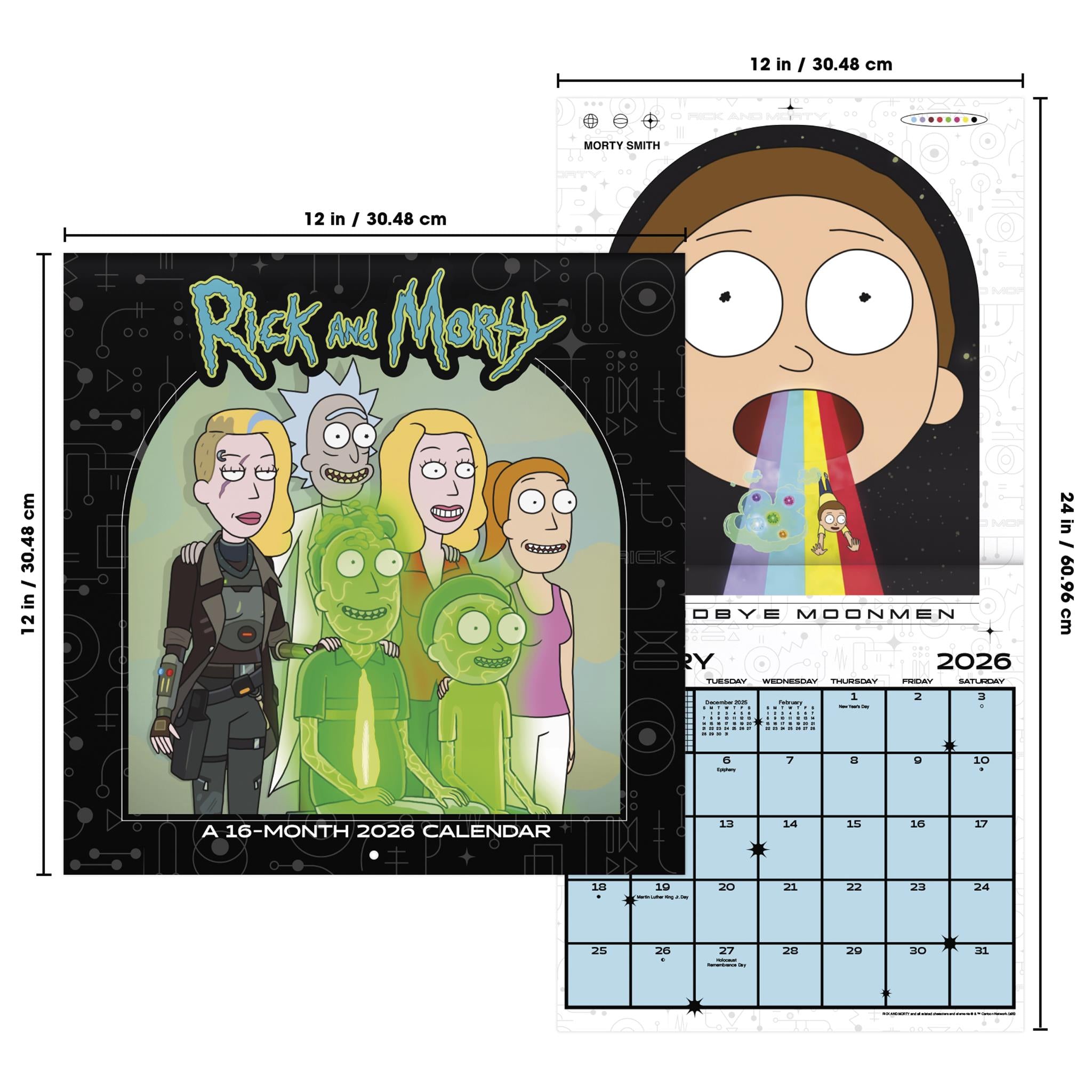 Rick And Morty 2026 Wall Calendar
