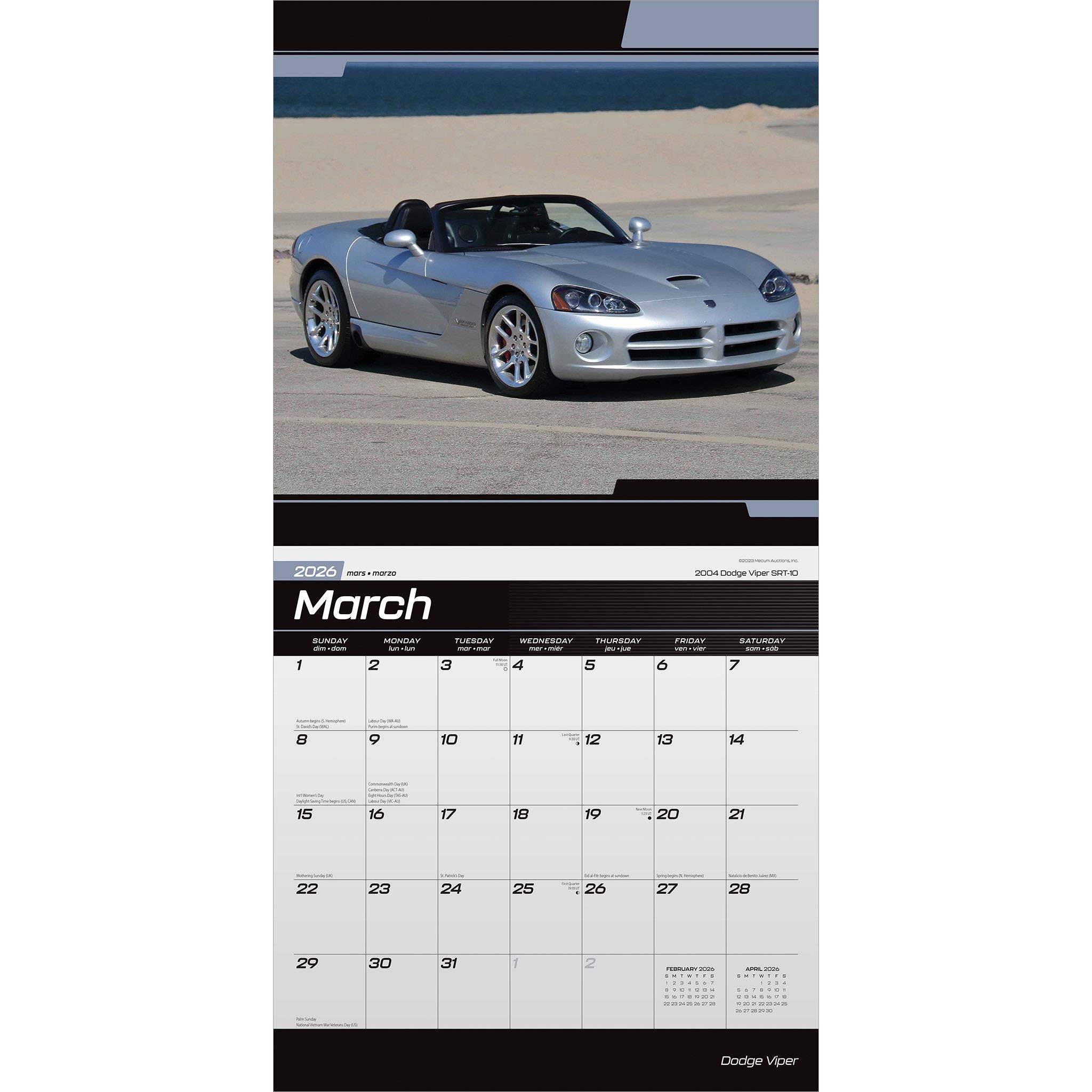 Calendrier mural Dodge Viper 2026