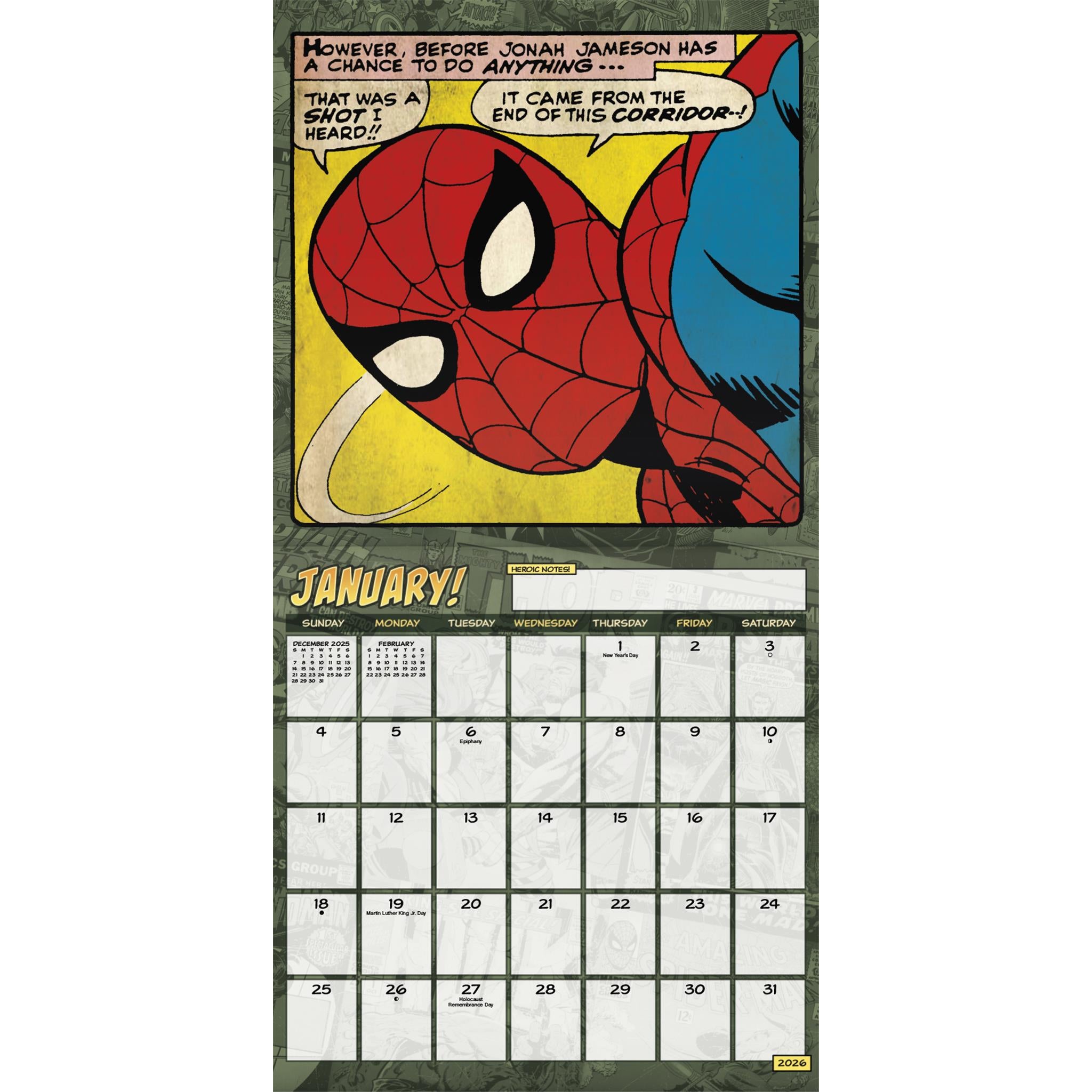 Mini-calendrier Marvel Comics 2026
