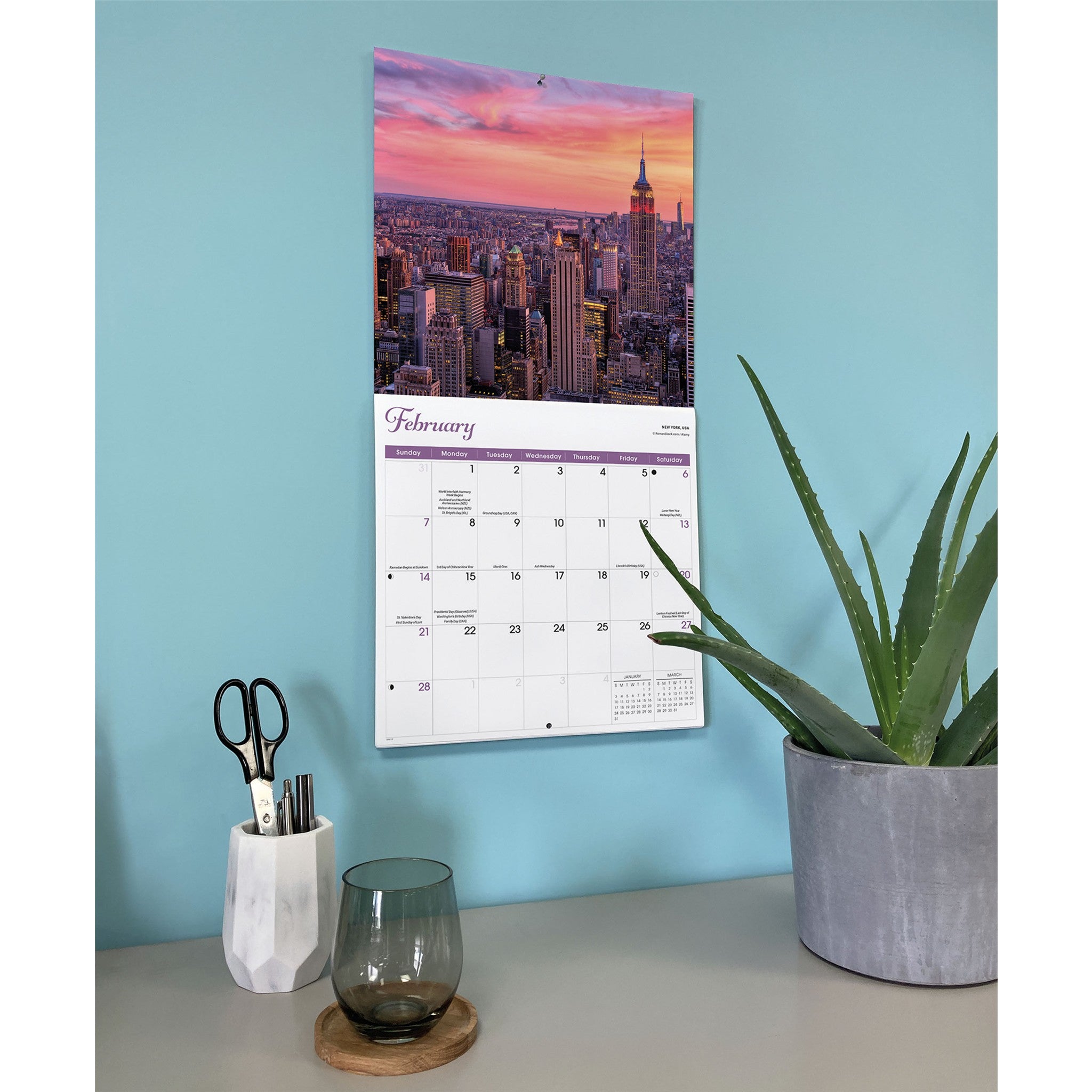 Calendrier mural Lever et coucher du soleil 2027