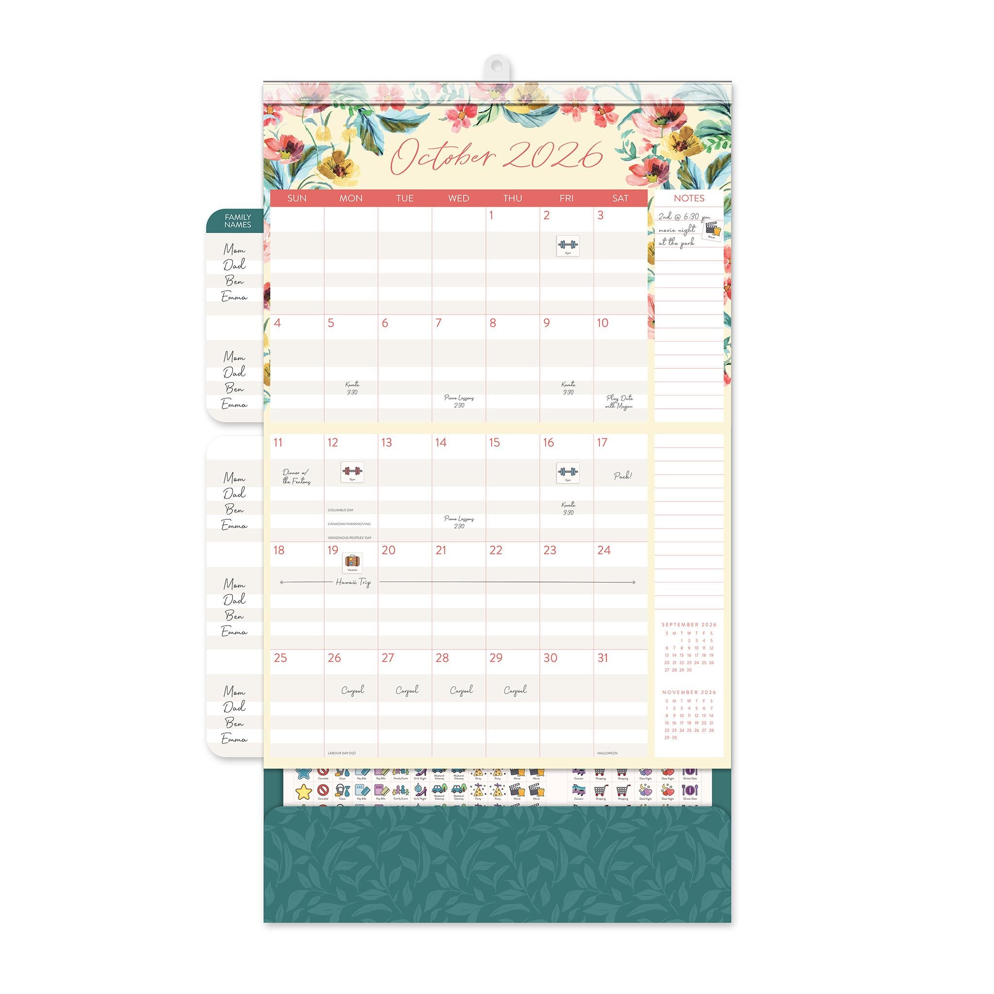 Bella Flora Do It All 2025-2026 Wall Calendar