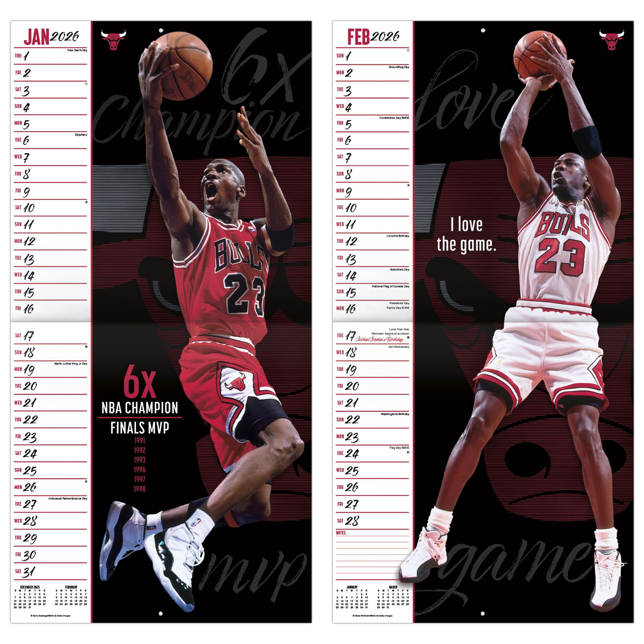 NBA Michael Jordan 2026 Wall Calendar