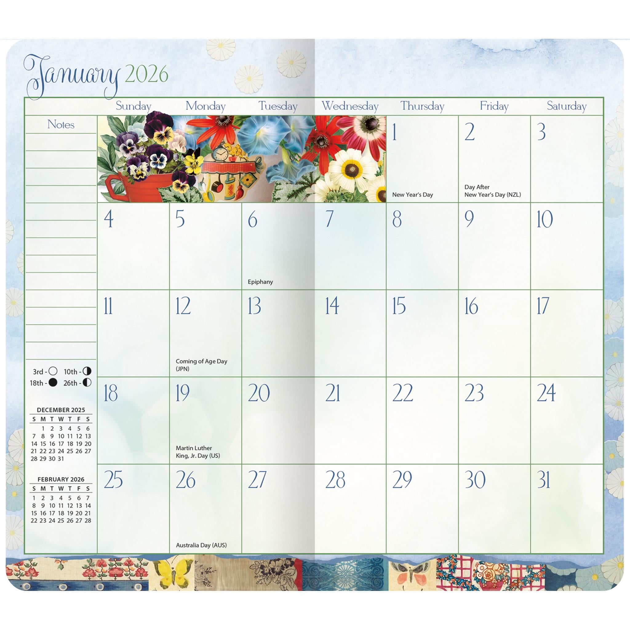 Garden Botanical 2026 2 Yr Pocket Planner Calendar