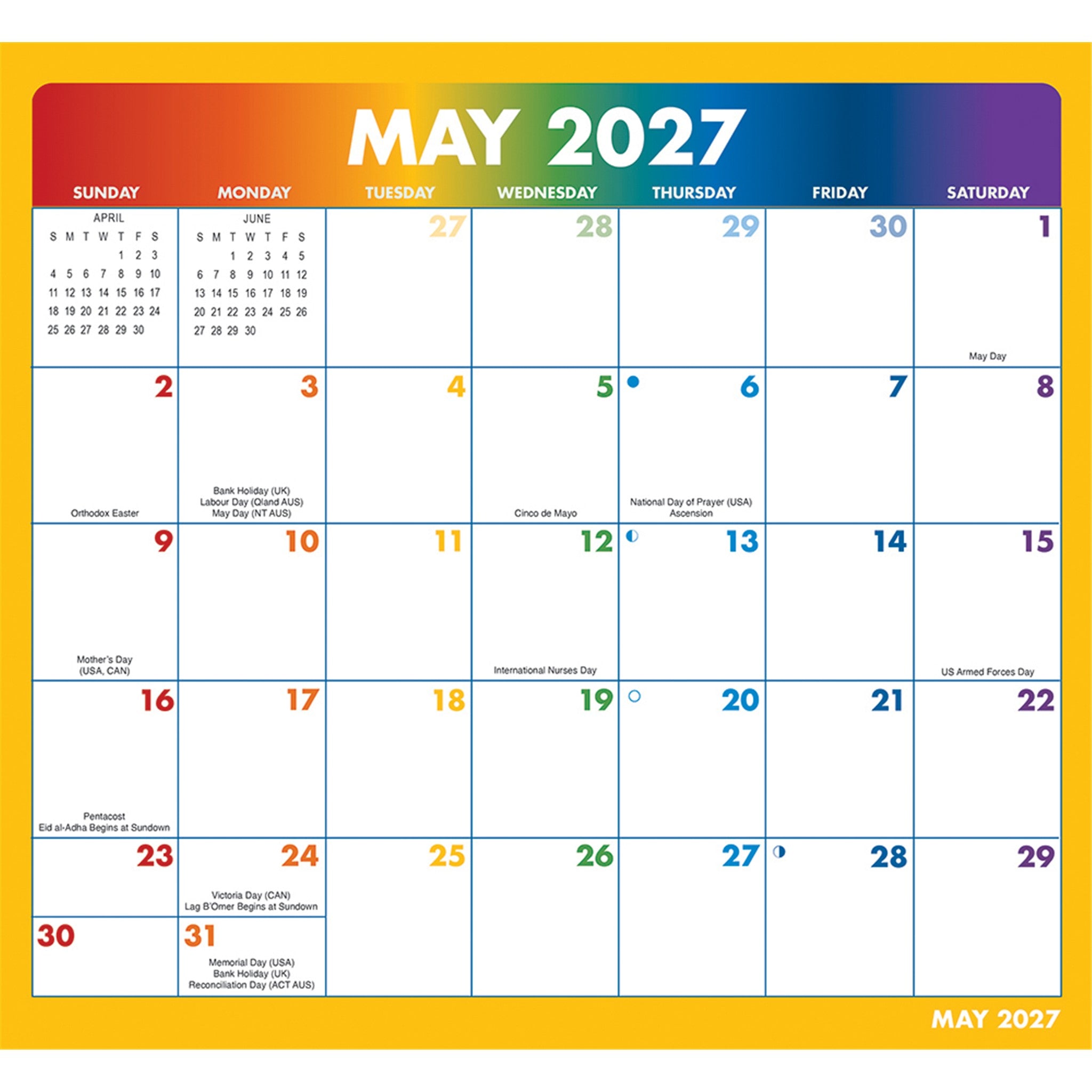 Rainbow Jumbo Magic Grip Exclusive 2026-2027 Wall Calendar