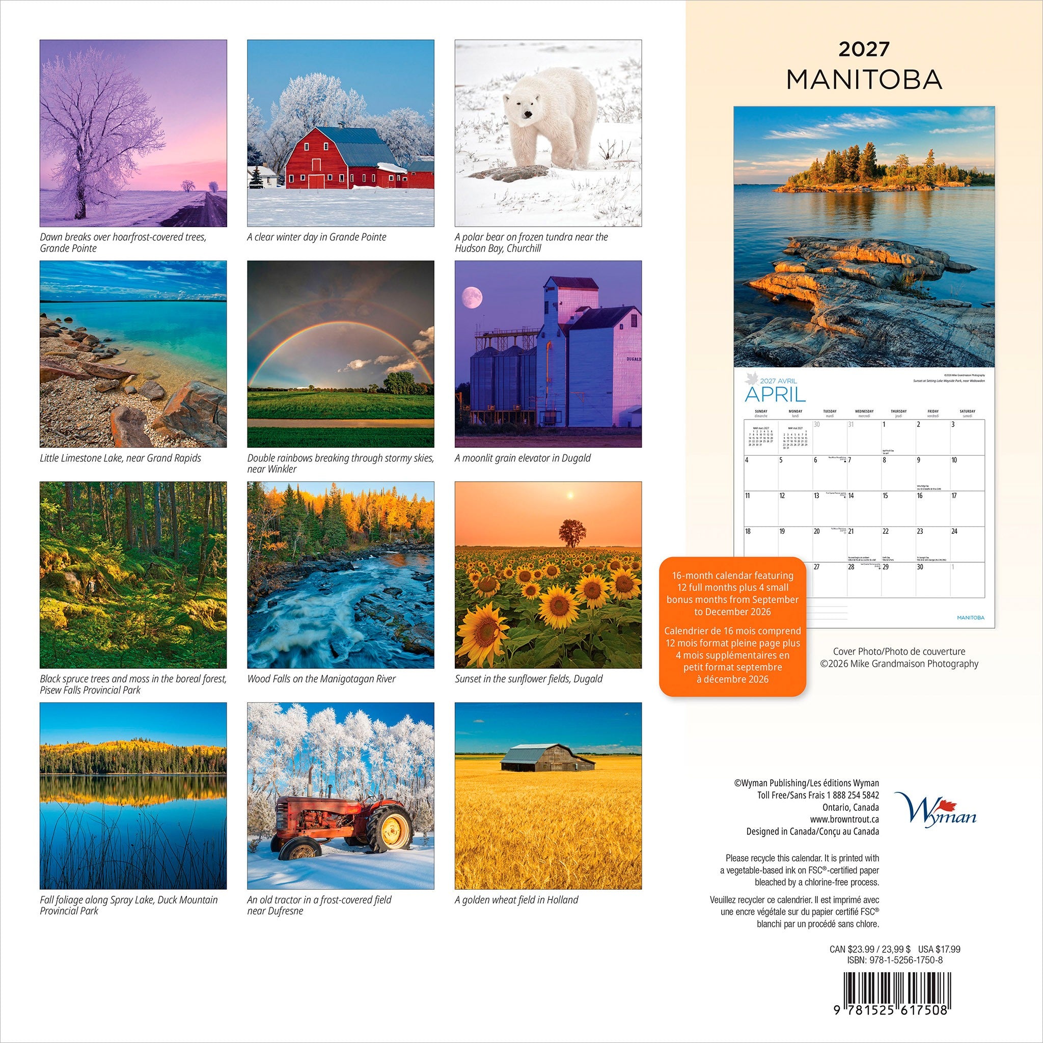 Manitoba 2027 Wall Calendar