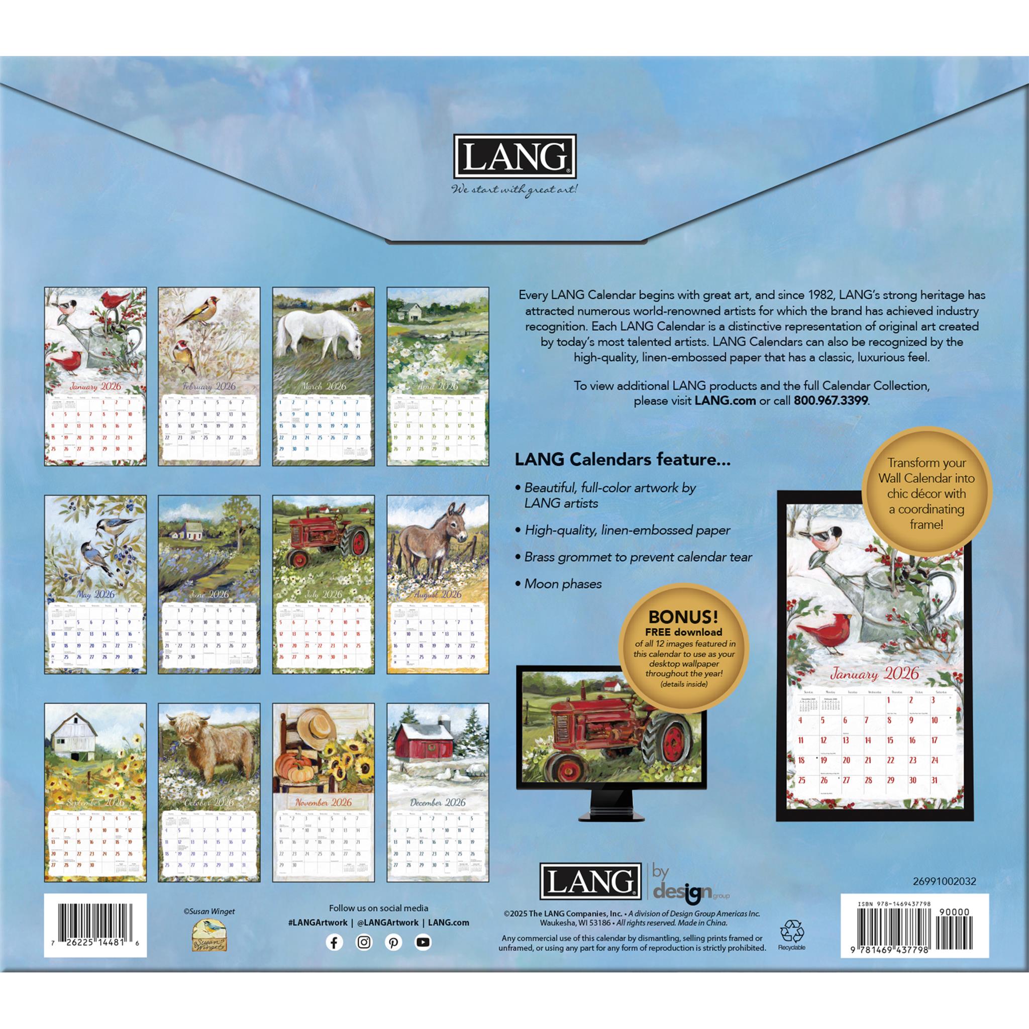 Calendrier mural de luxe Fields Of Home 2026 - Disponible uniquement en ligne