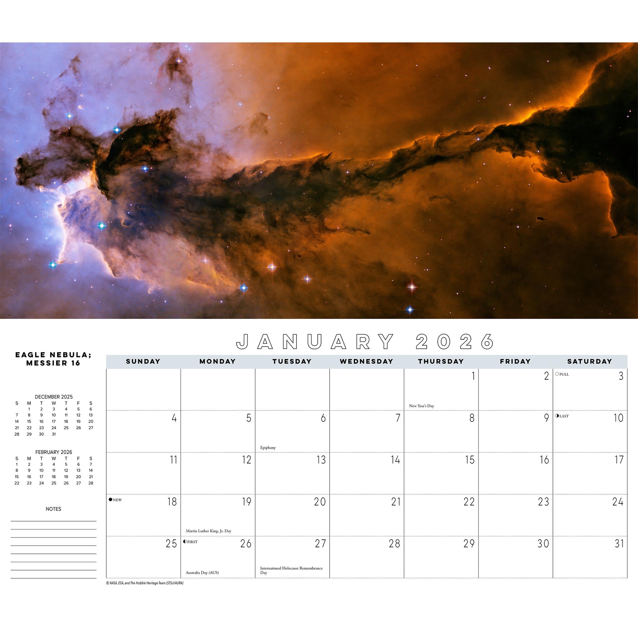 Calendrier panoramique astronomique 2026 (format slim) - Disponible uniquement en ligne